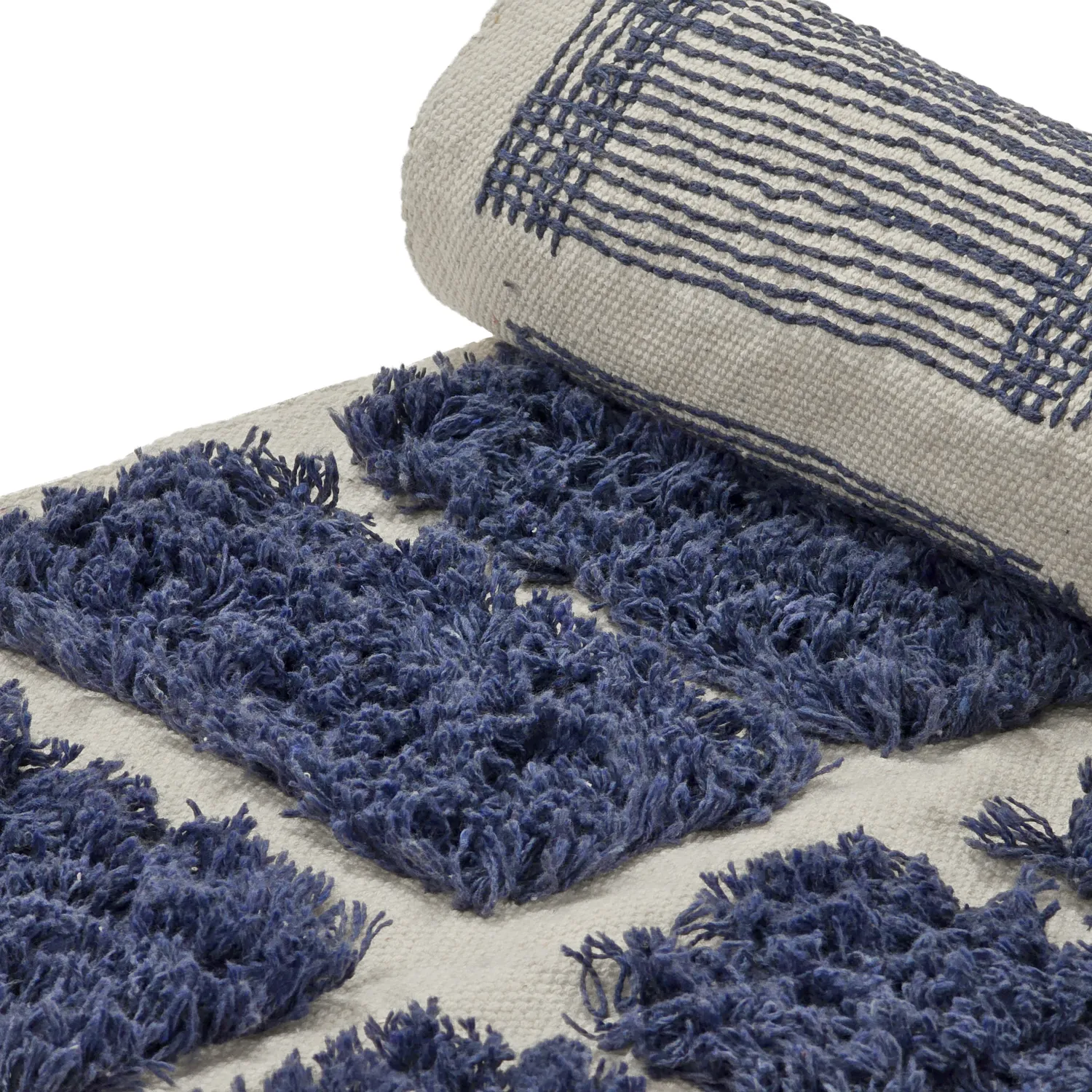 Ryijymatot - Zola Natural Cotton Shaggy (sininen)