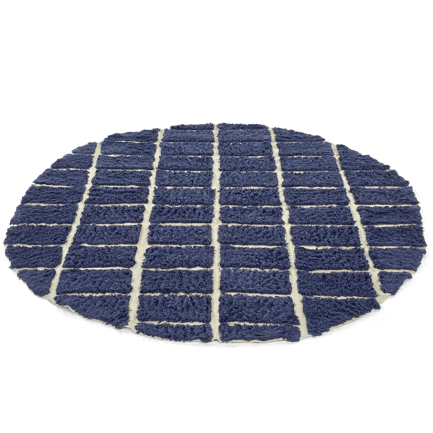 Pyöreät matot - Zola Natural Cotton Shaggy (sininen)