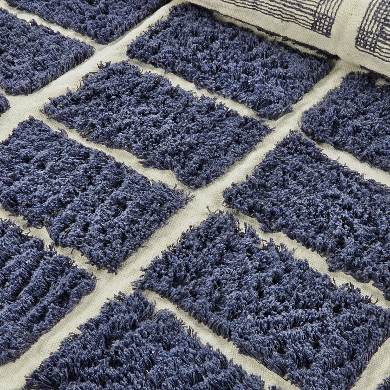 Pyöreät matot - Zola Natural Cotton Shaggy (sininen)