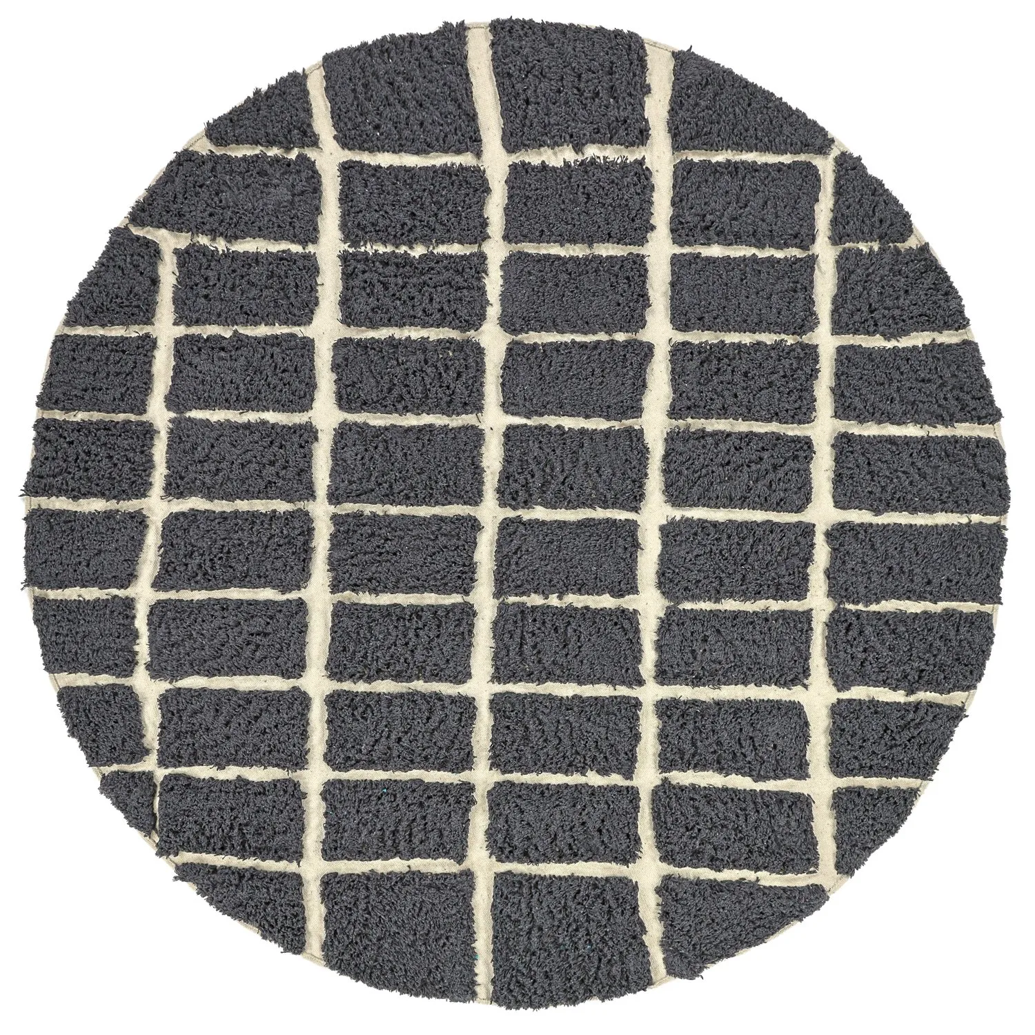 Pyöreät matot - Zola Natural Cotton Shaggy (tumman harmaa)