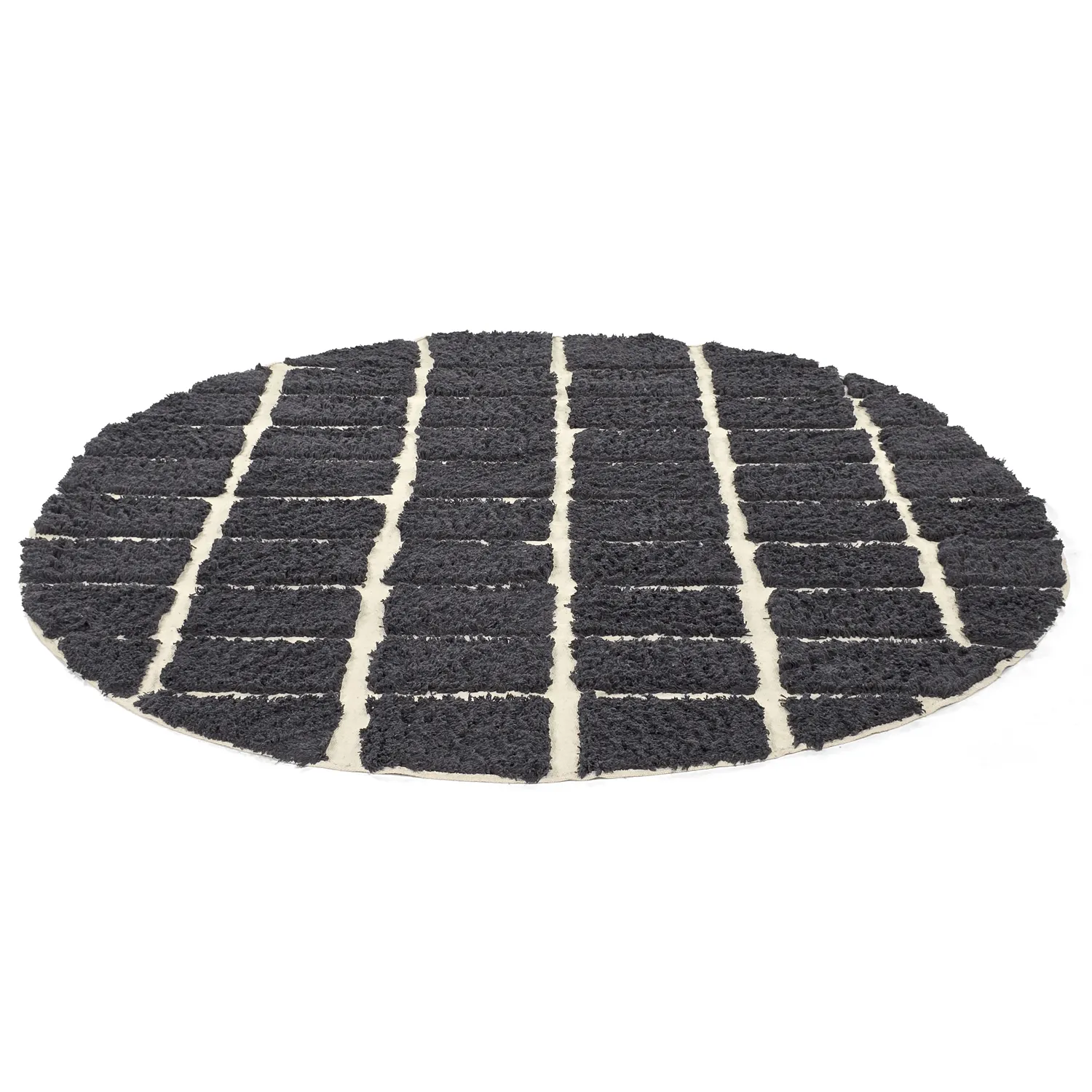Pyöreät matot - Zola Natural Cotton Shaggy (tumman harmaa)