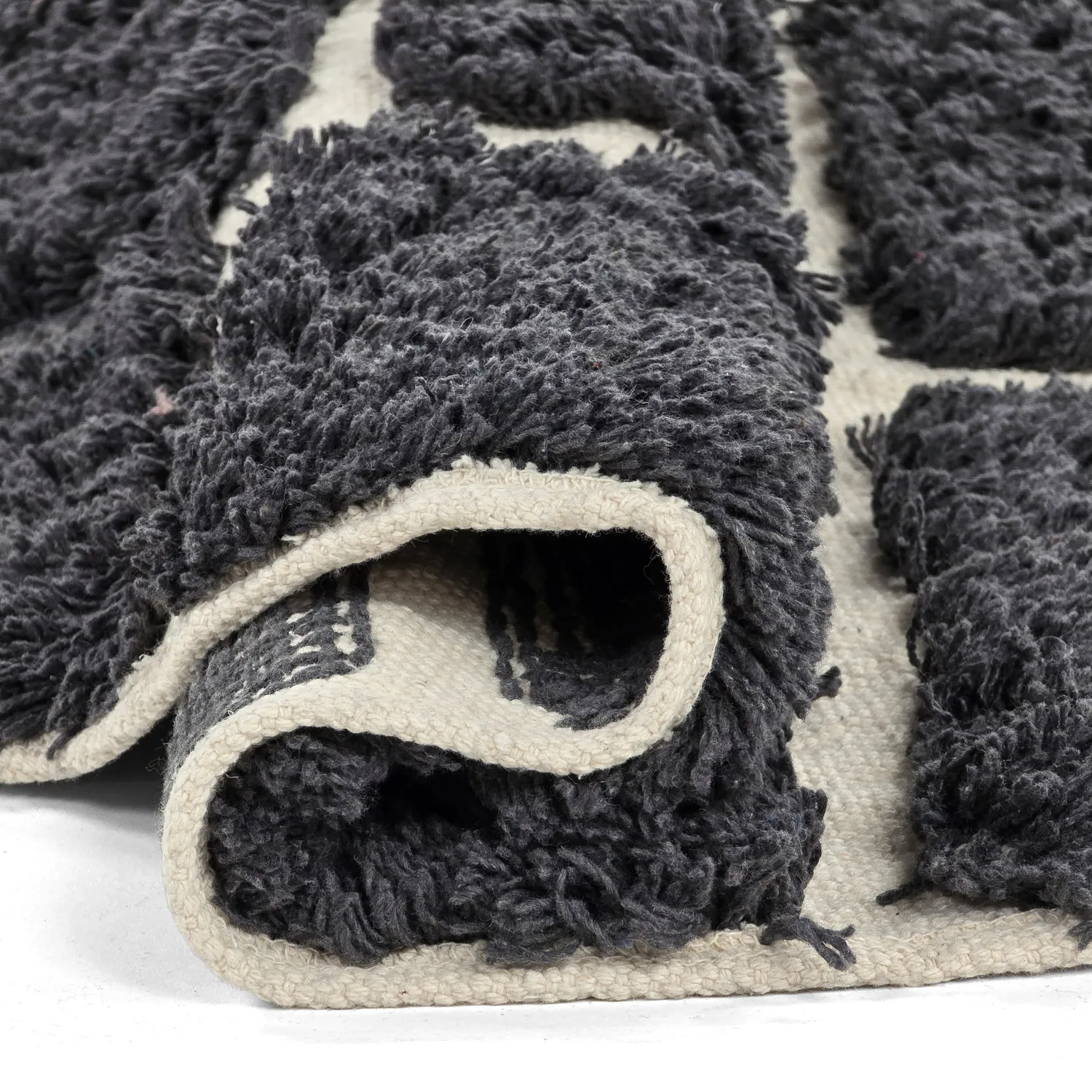 Pyöreät matot - Zola Natural Cotton Shaggy (tumman harmaa)