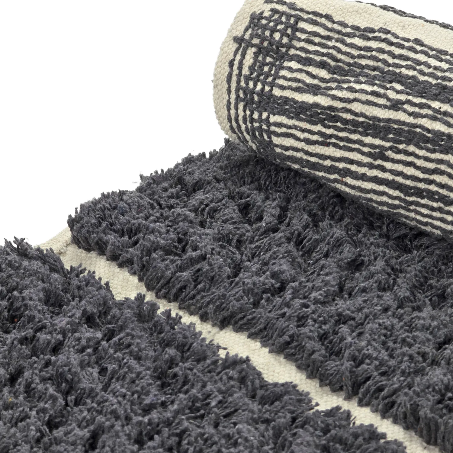 Pyöreät matot - Zola Natural Cotton Shaggy (tumman harmaa)