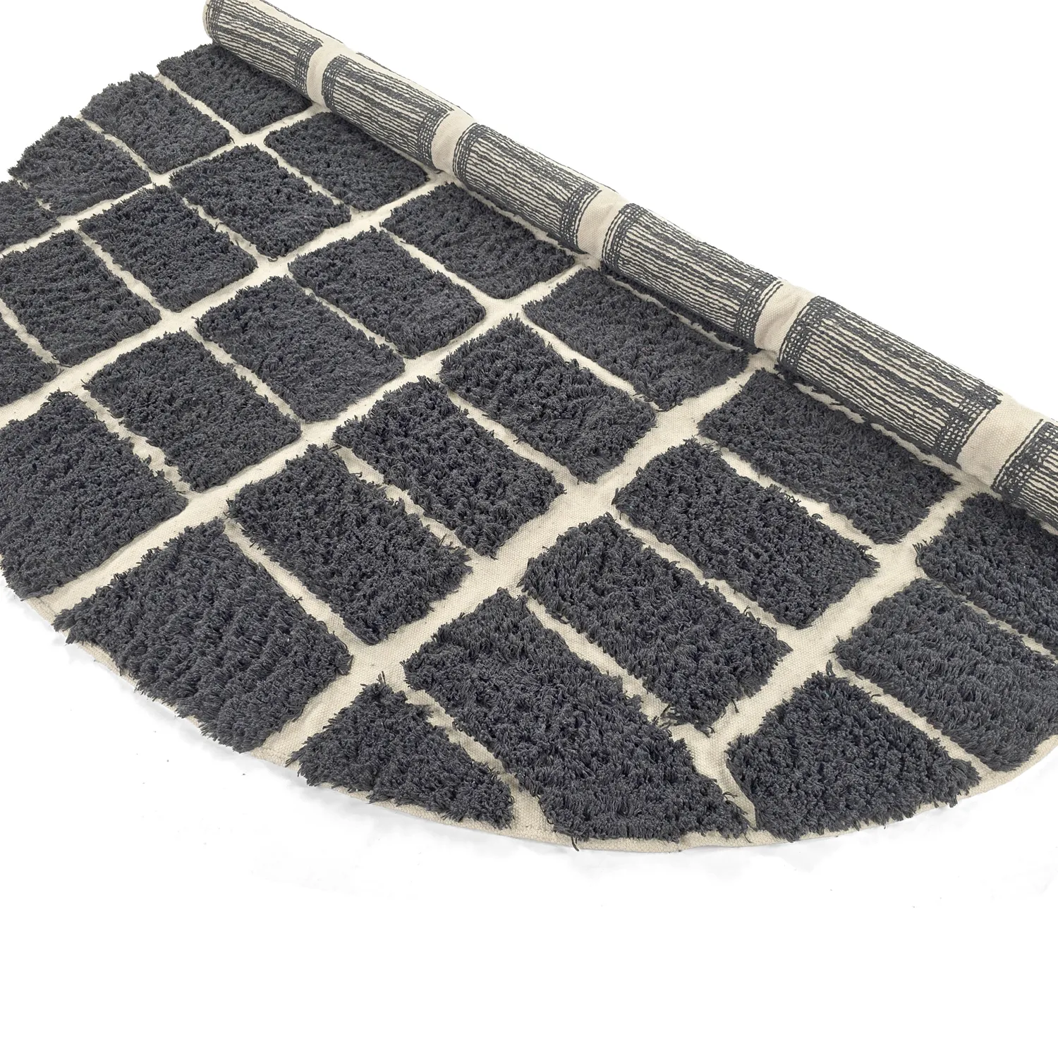 Pyöreät matot - Zola Natural Cotton Shaggy (tumman harmaa)