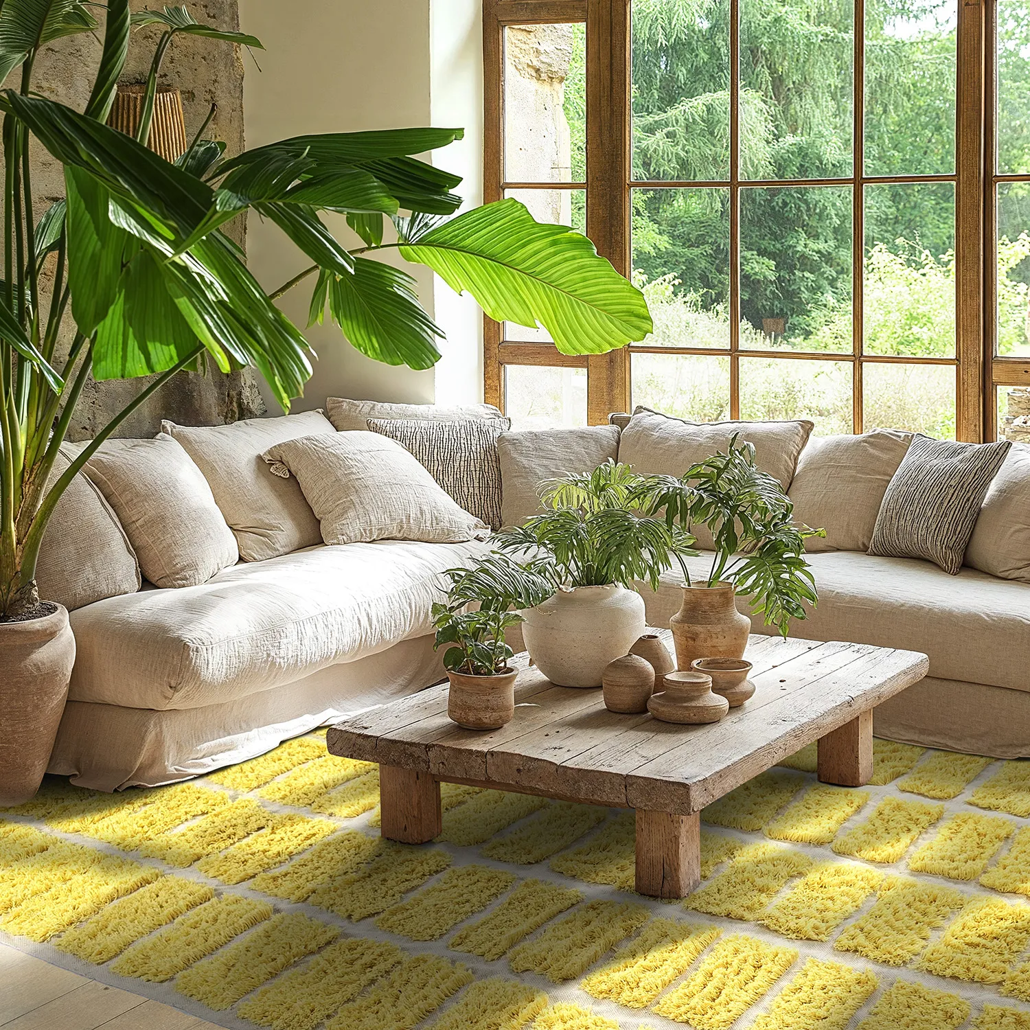 Ryijymatot - Zola Natural Cotton Shaggy (keltainen)