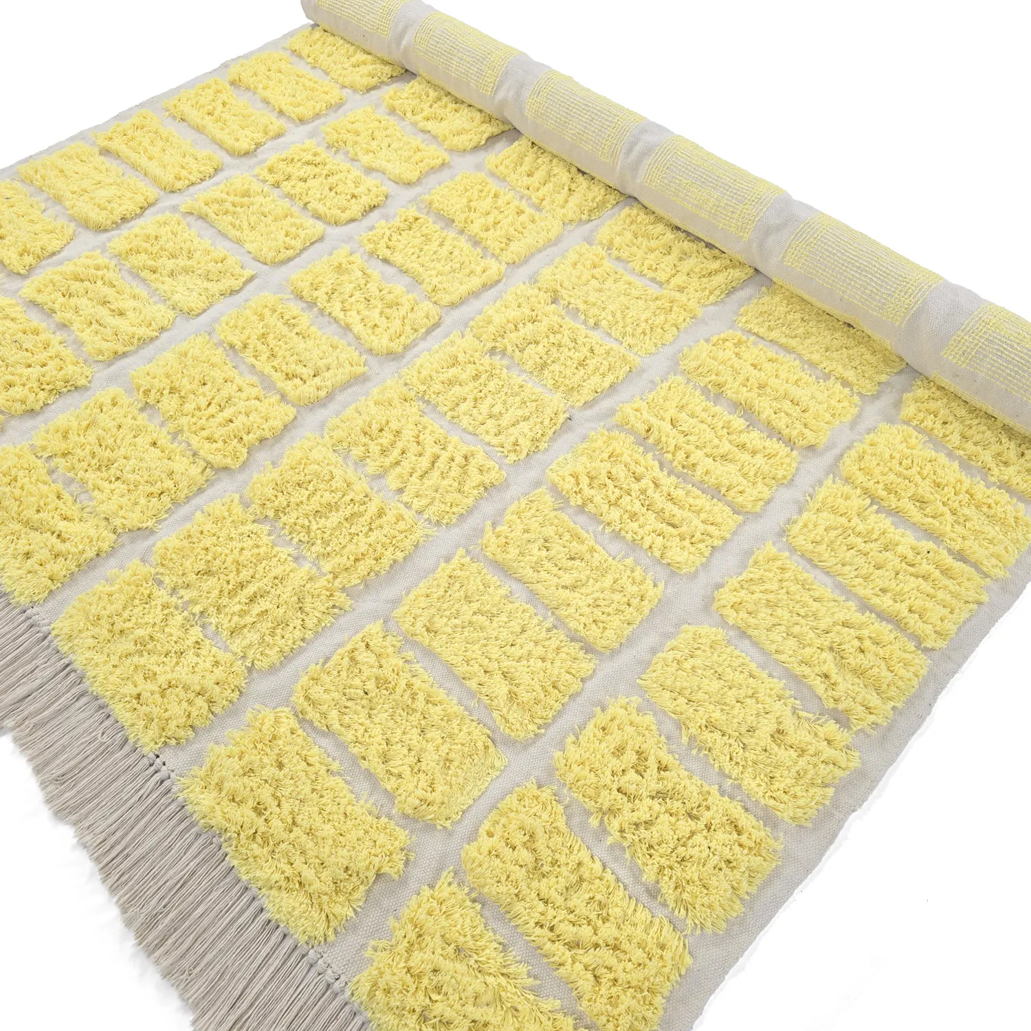 Ryijymatot - Zola Natural Cotton Shaggy (keltainen)