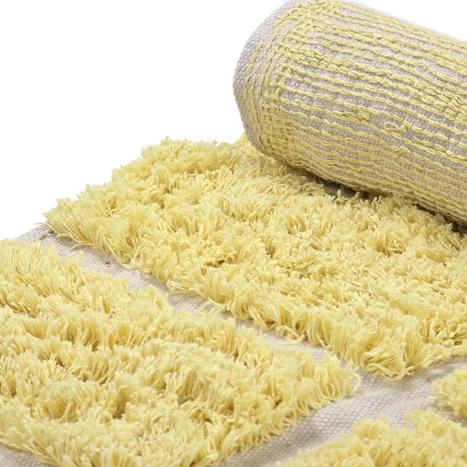 Pyöreät matot - Zola Natural Cotton Shaggy (keltainen)