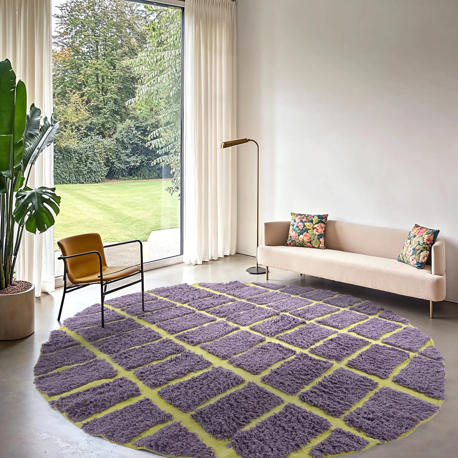 Pyöreät matot - Zola Natural Cotton Shaggy (violetti)