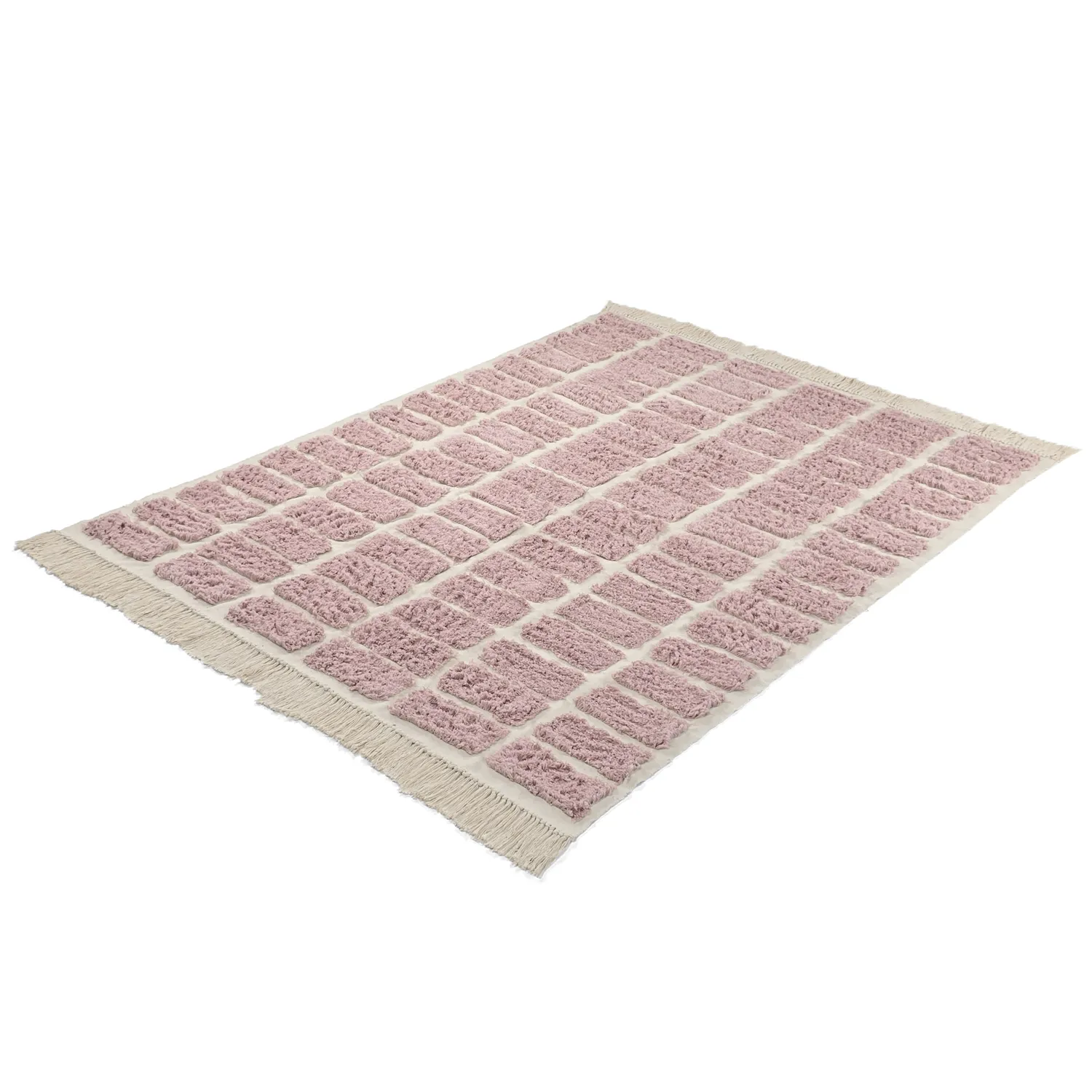Ryijymatot - Zola Natural Cotton Shaggy (vaaleanpunainen)