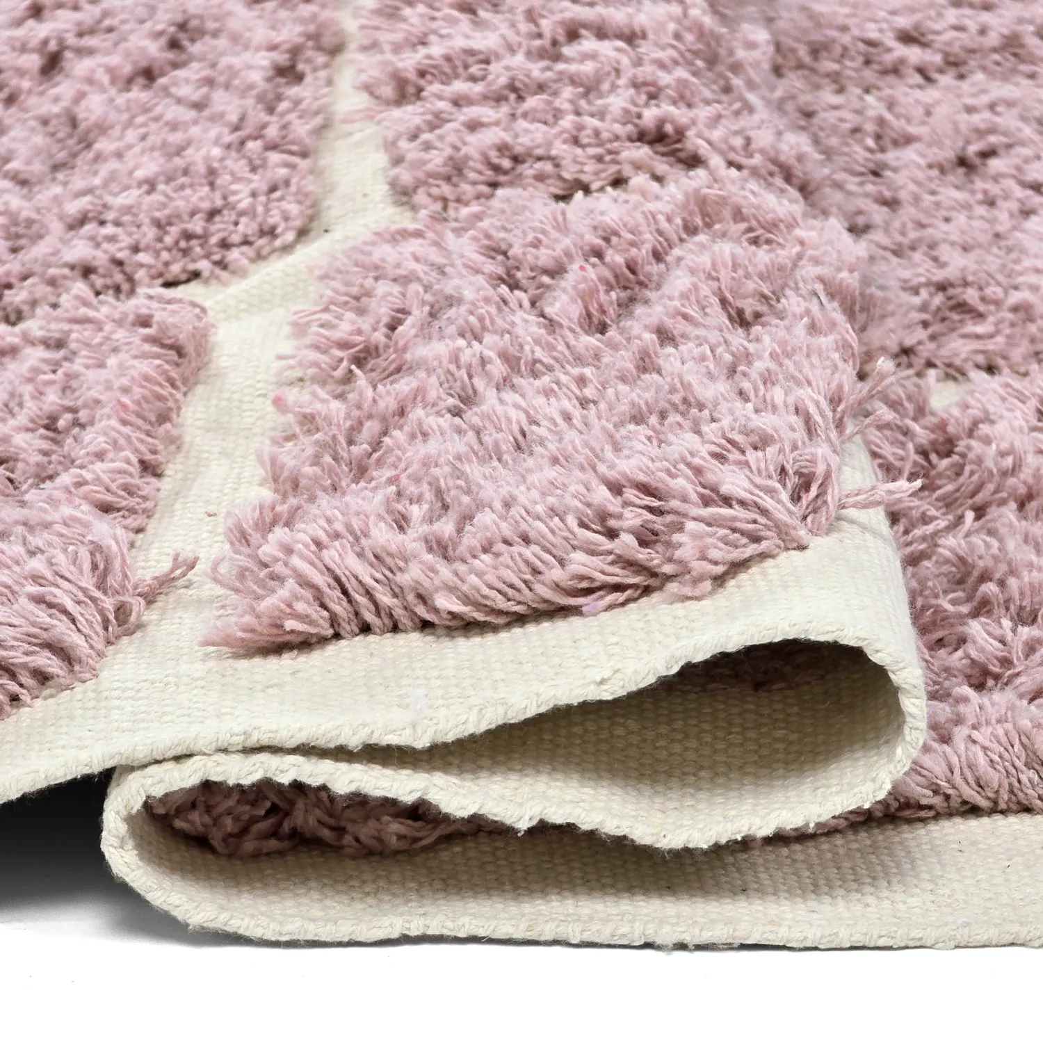 Ryijymatot - Zola Natural Cotton Shaggy (vaaleanpunainen)