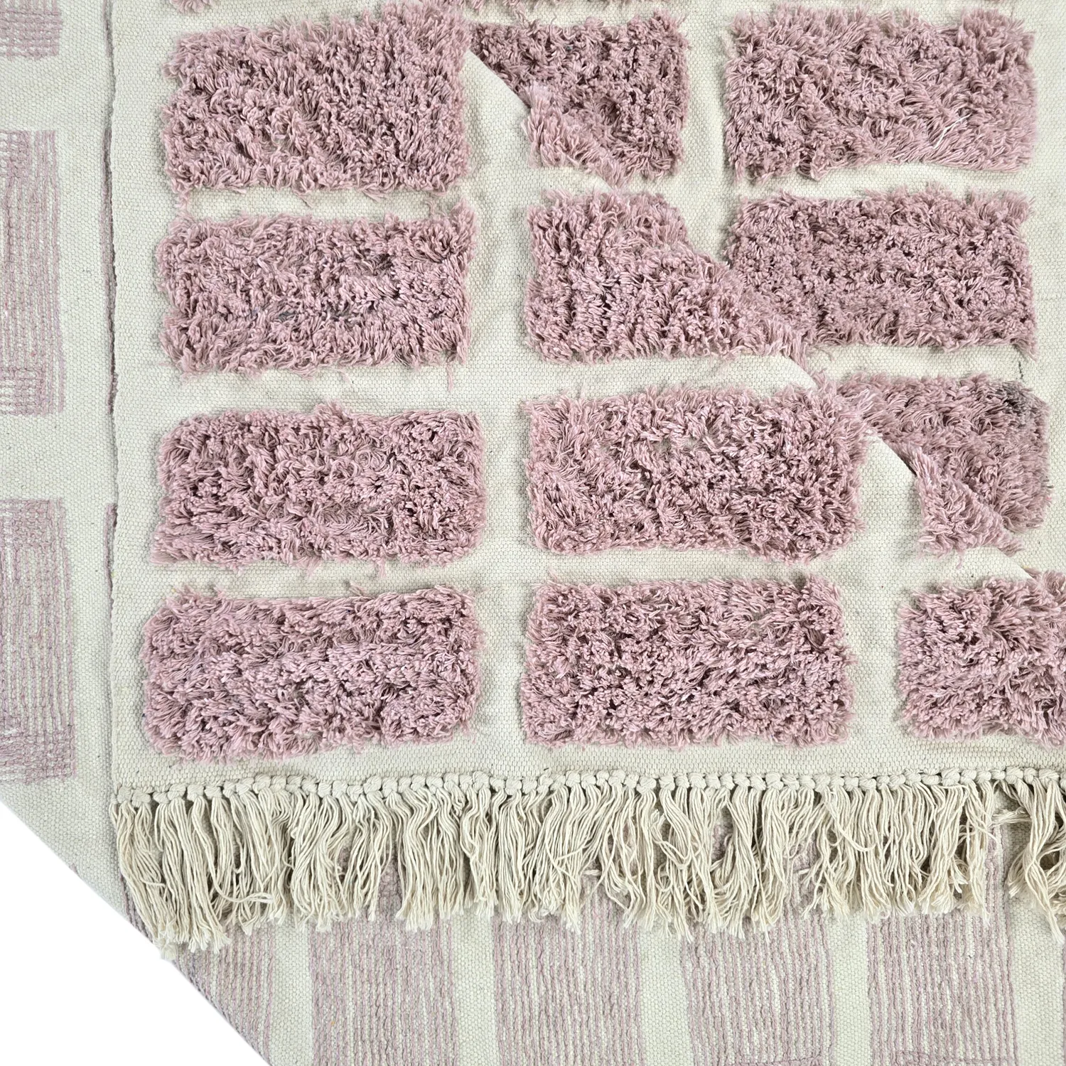 Ryijymatot - Zola Natural Cotton Shaggy (vaaleanpunainen)