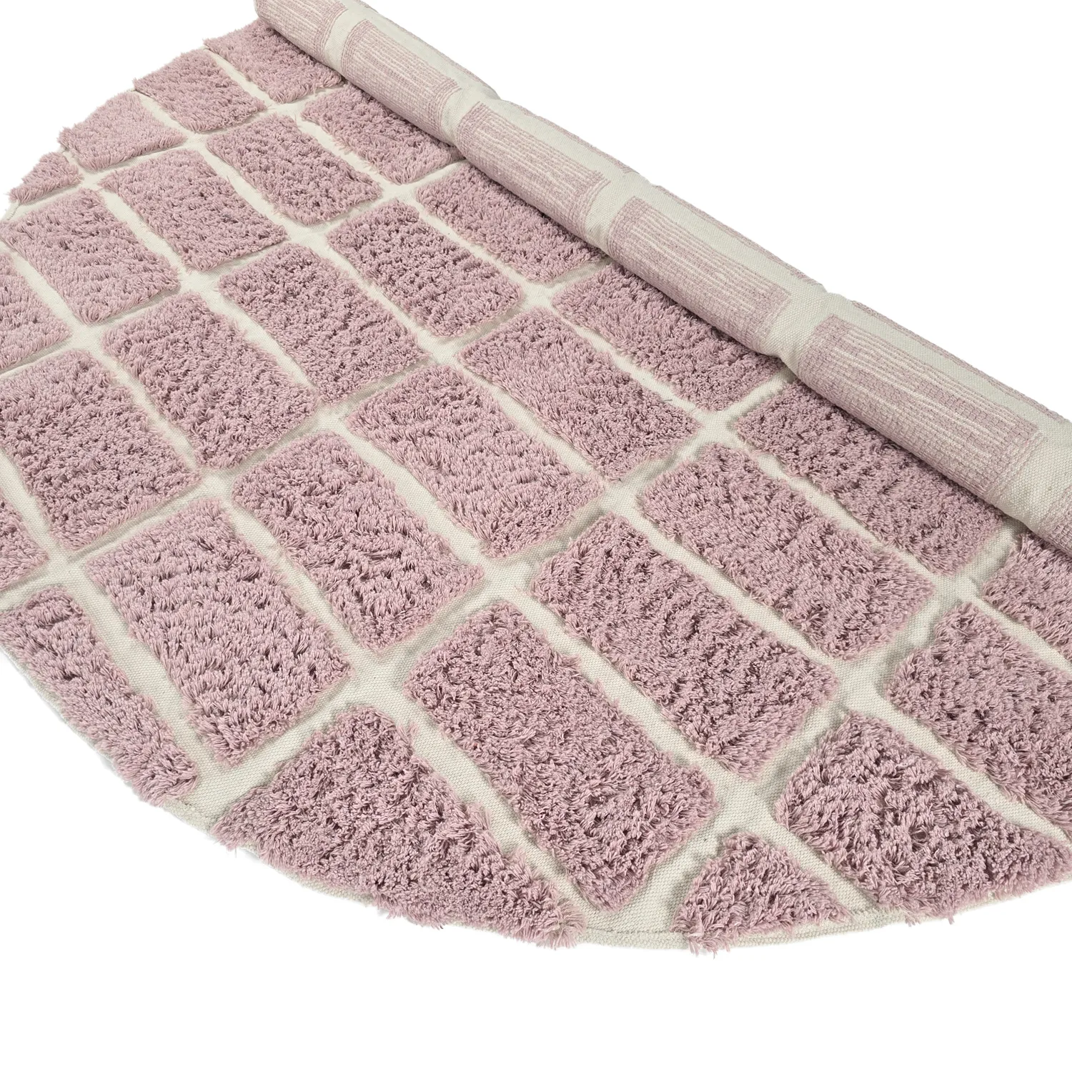 Pyöreät matot - Zola Natural Cotton Shaggy (vaaleanpunainen)