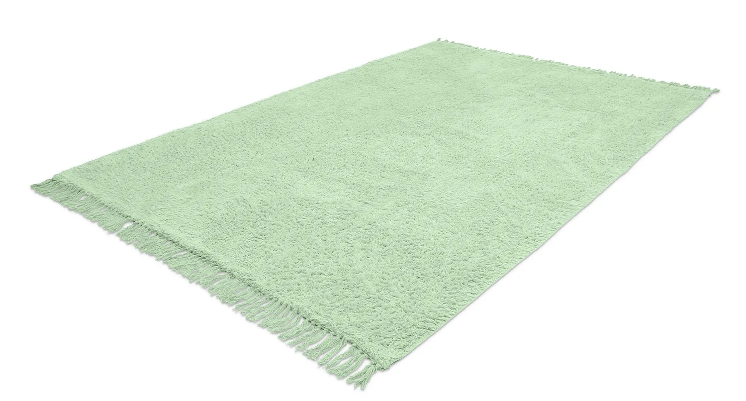 Ryijymatot - Alba Natural Cotton Shaggy (vaaleanvihreä)