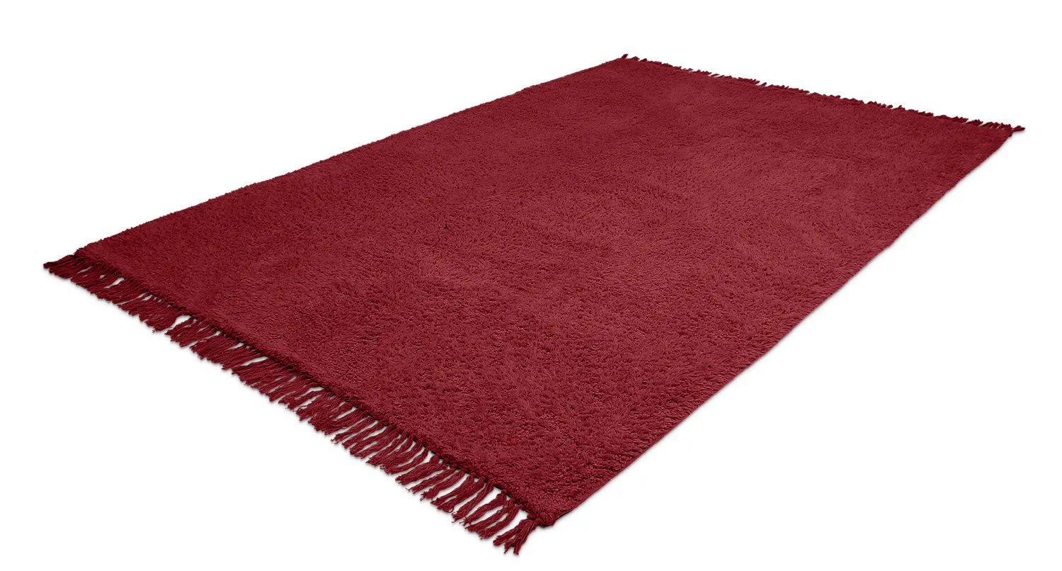 Ryijymatot - Alba Natural Cotton Shaggy (viininpunainen)