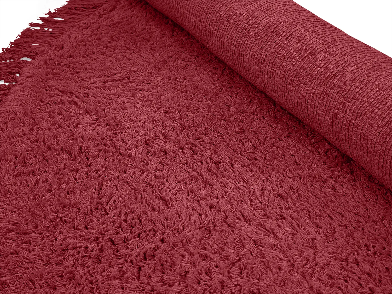 Pyöreä matot - Alba Natural Cotton Shaggy (viininpunainen)