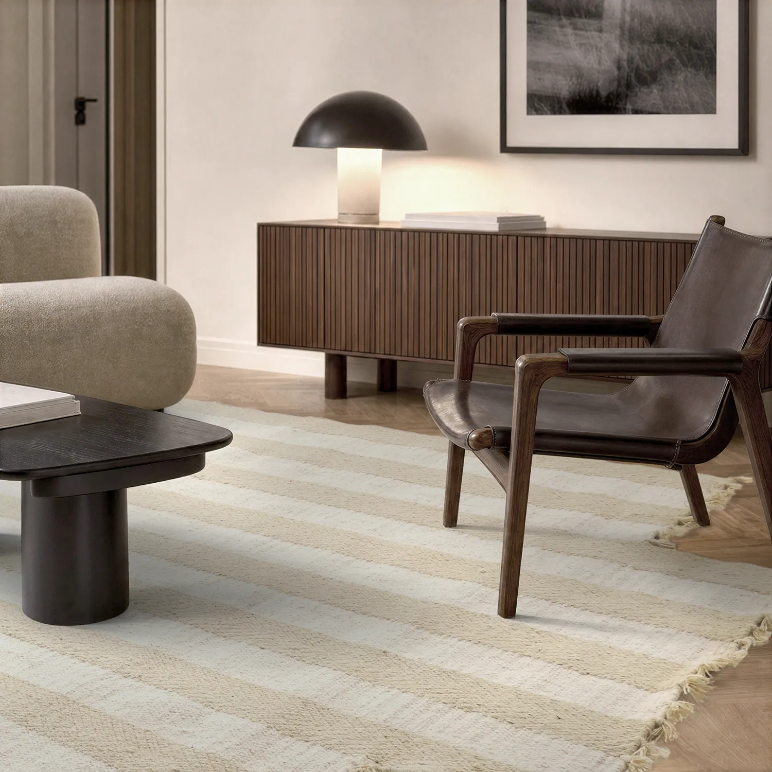 Epäsäännöllinen villamatto - Kystaro (kerma/beige)