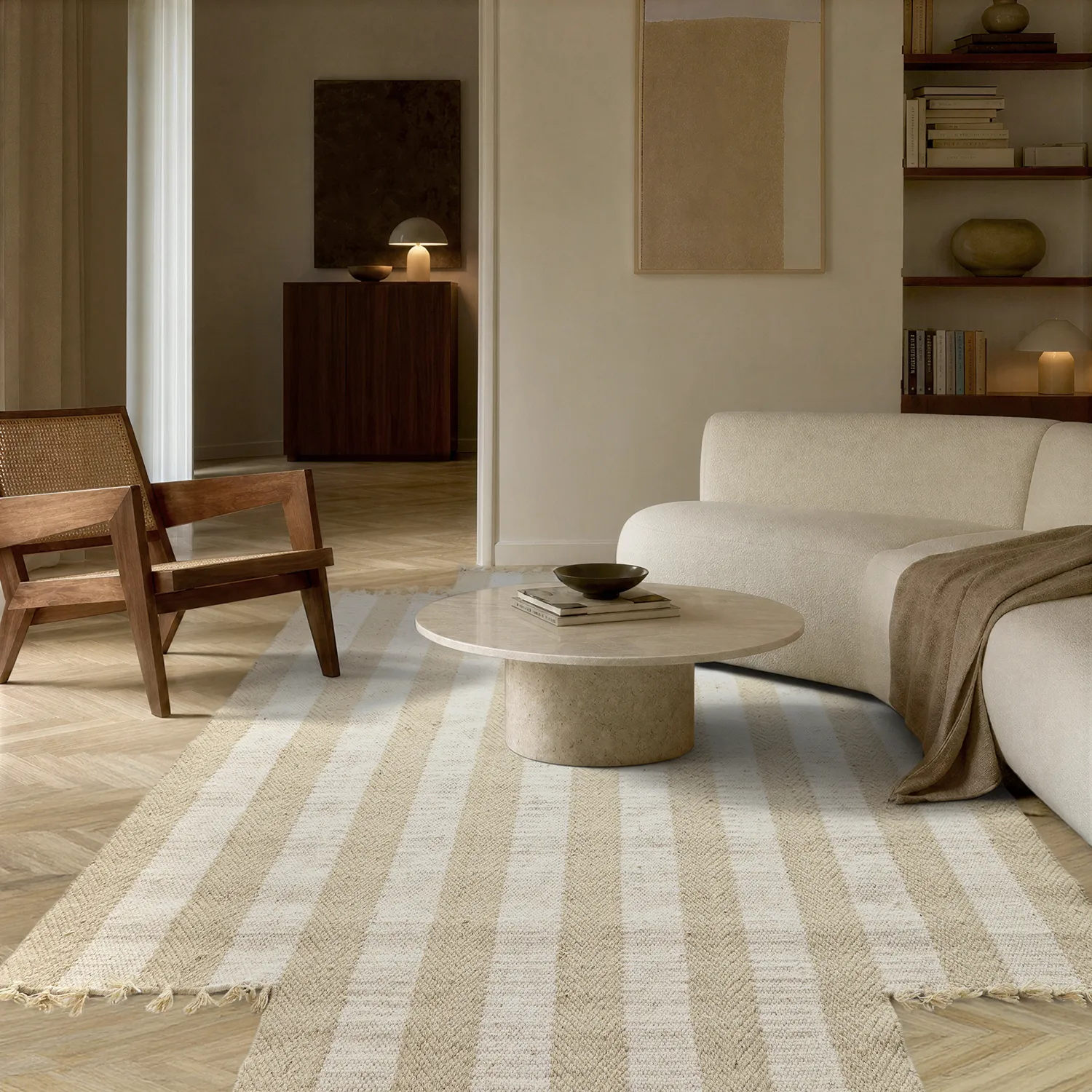 Epäsäännöllinen villamatto - Kystaro (kerma/beige)
