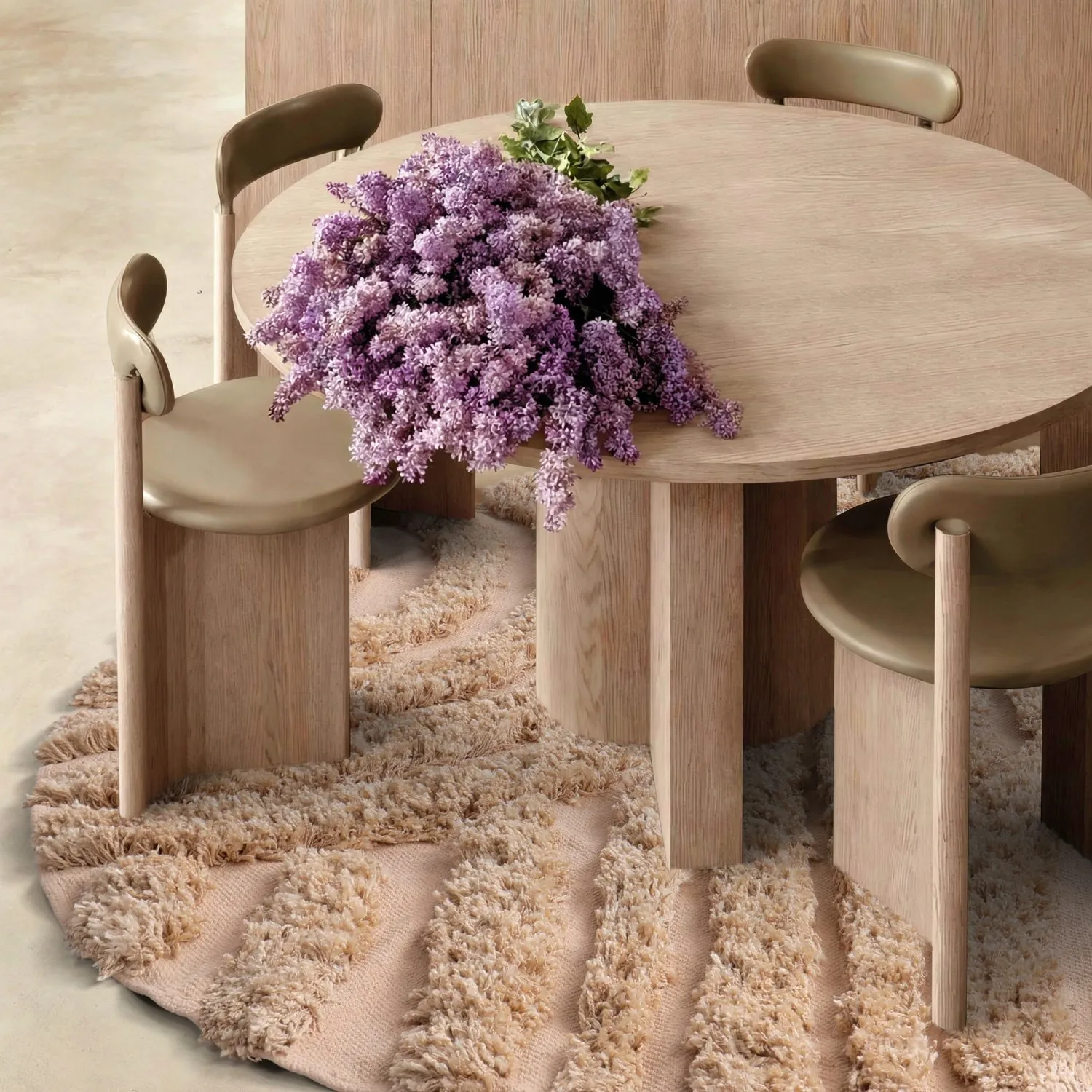 Pyöreät matot - Cazorla Natural Cotton Shaggy (beige)