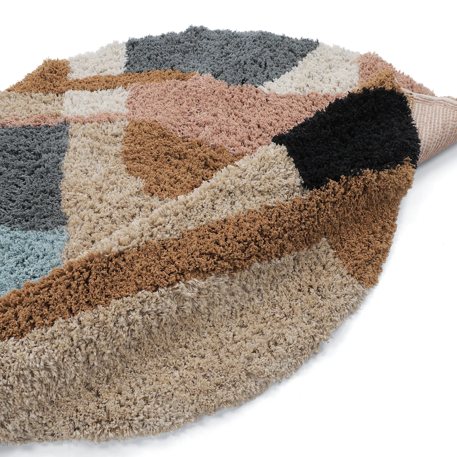 Pyöreät matot - Cefalu Natural Cotton Shaggy (multi)