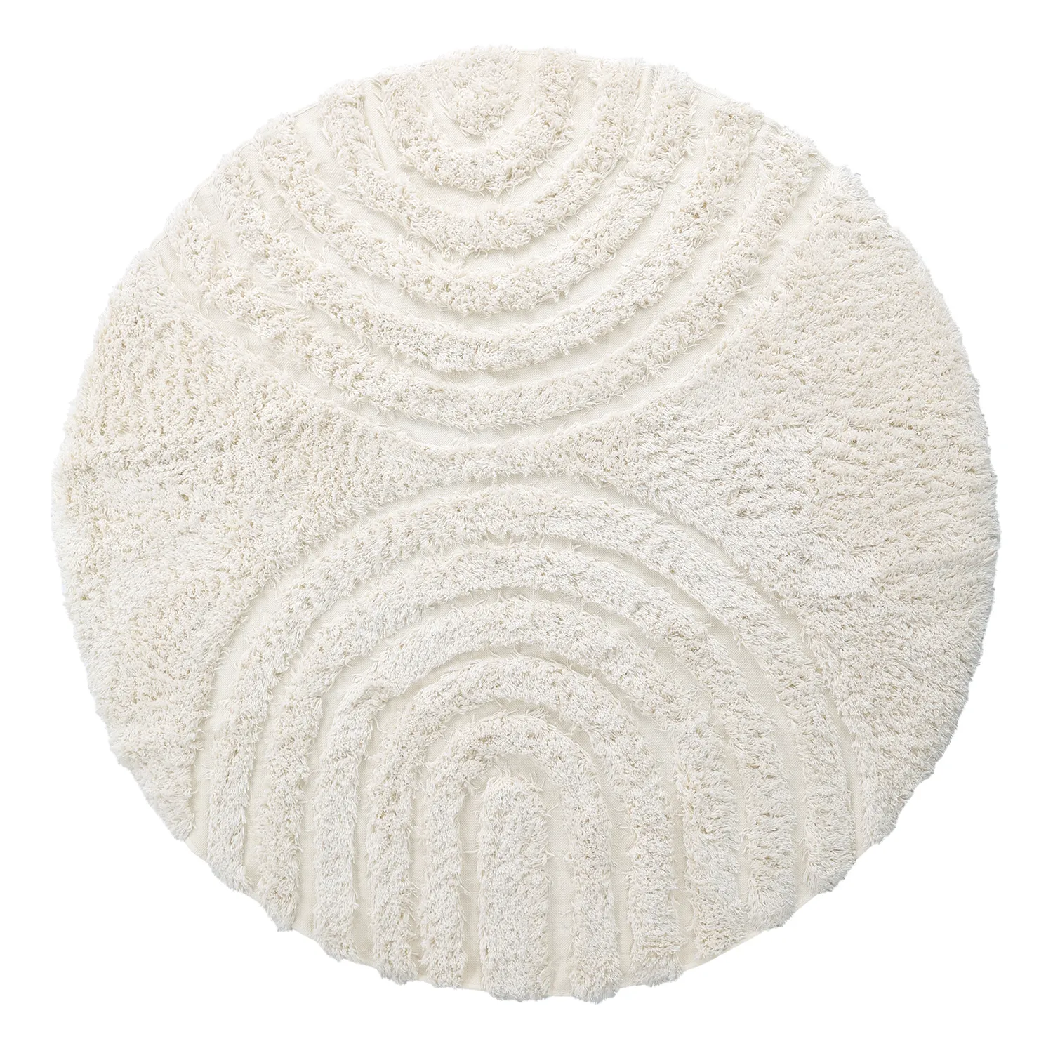 Pyöreät matot - Lindos Natural Cotton Shaggy (valkoinen)