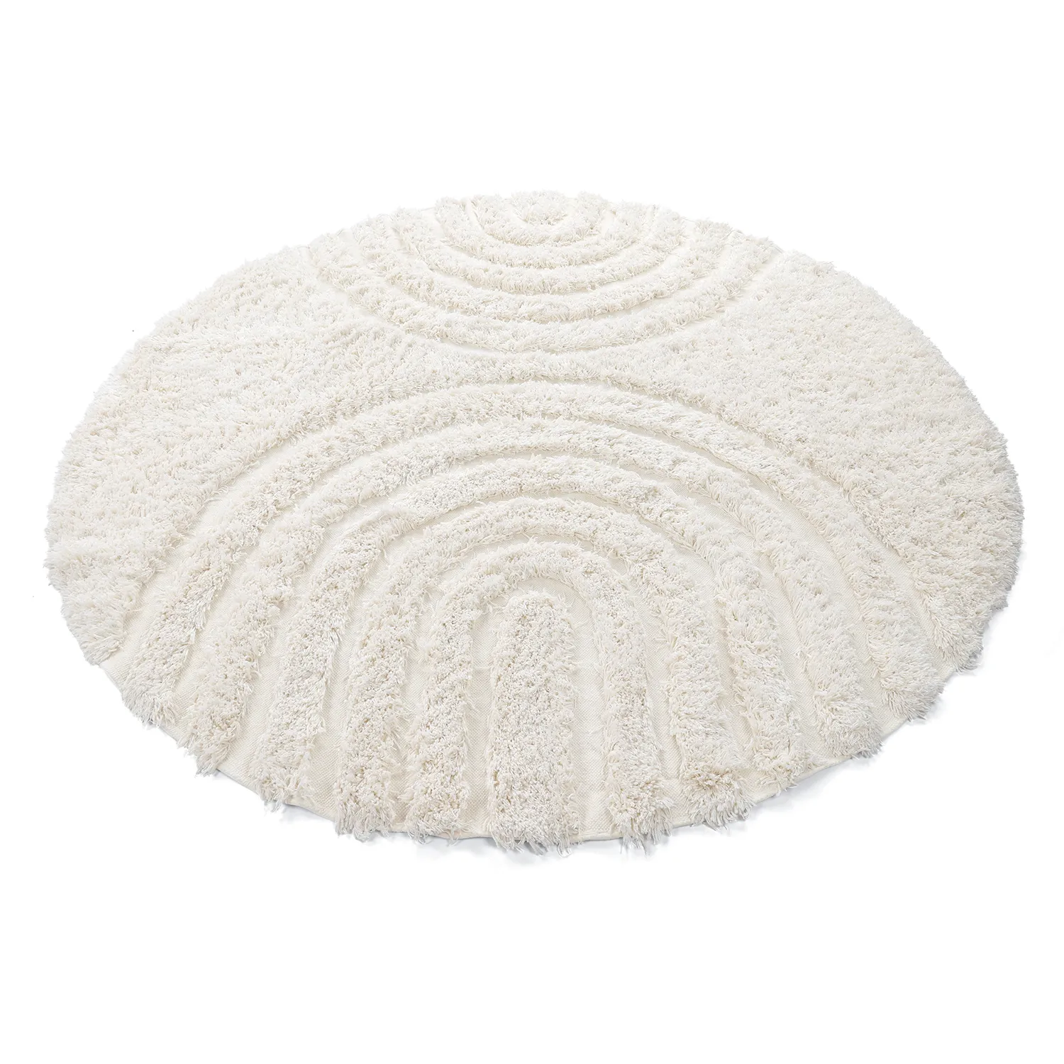 Pyöreät matot - Lindos Natural Cotton Shaggy (valkoinen)