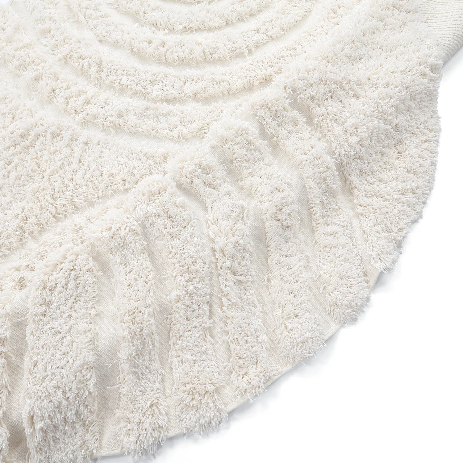 Pyöreät matot - Lindos Natural Cotton Shaggy (valkoinen)
