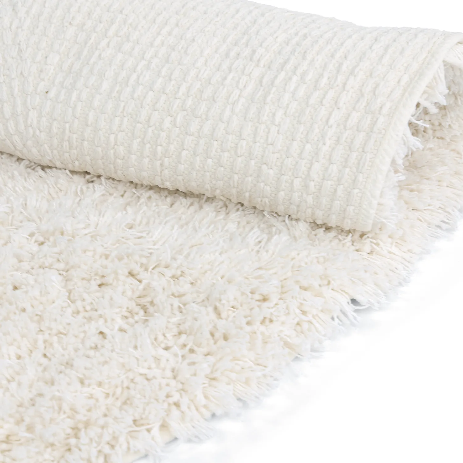 Pyöreät matot - Lindos Natural Cotton Shaggy (valkoinen)