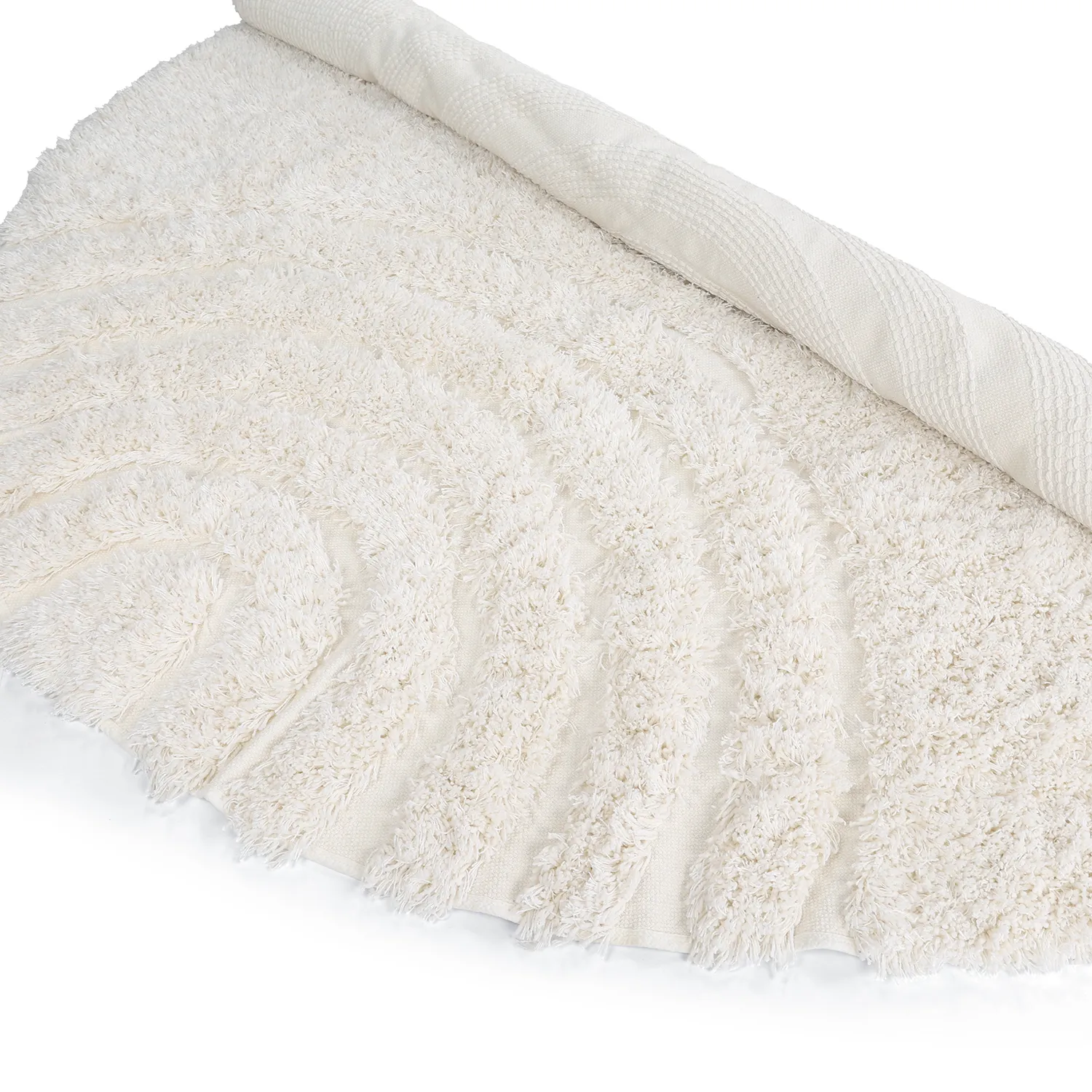 Pyöreät matot - Lindos Natural Cotton Shaggy (valkoinen)