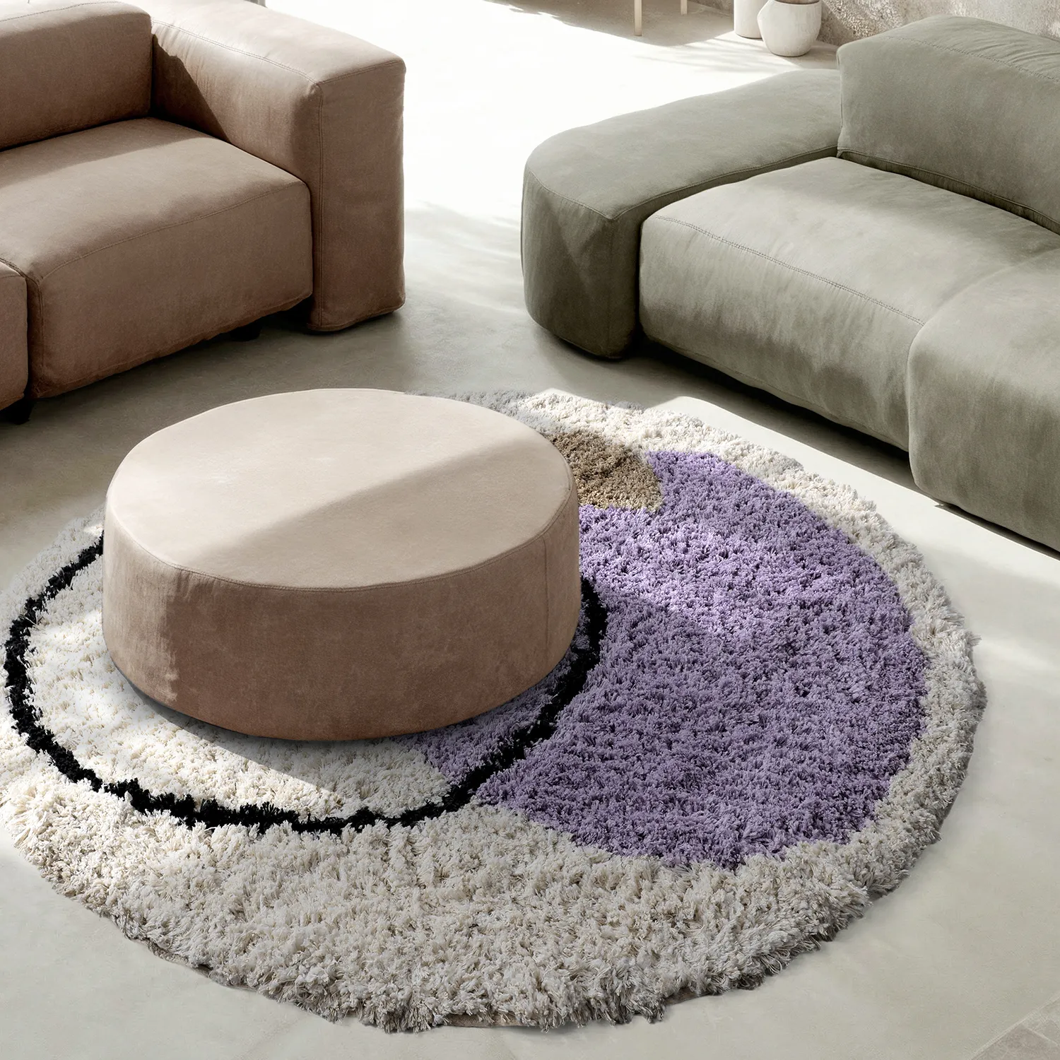Pyöreät matot - Naousa Natural Cotton Shaggy (multi)