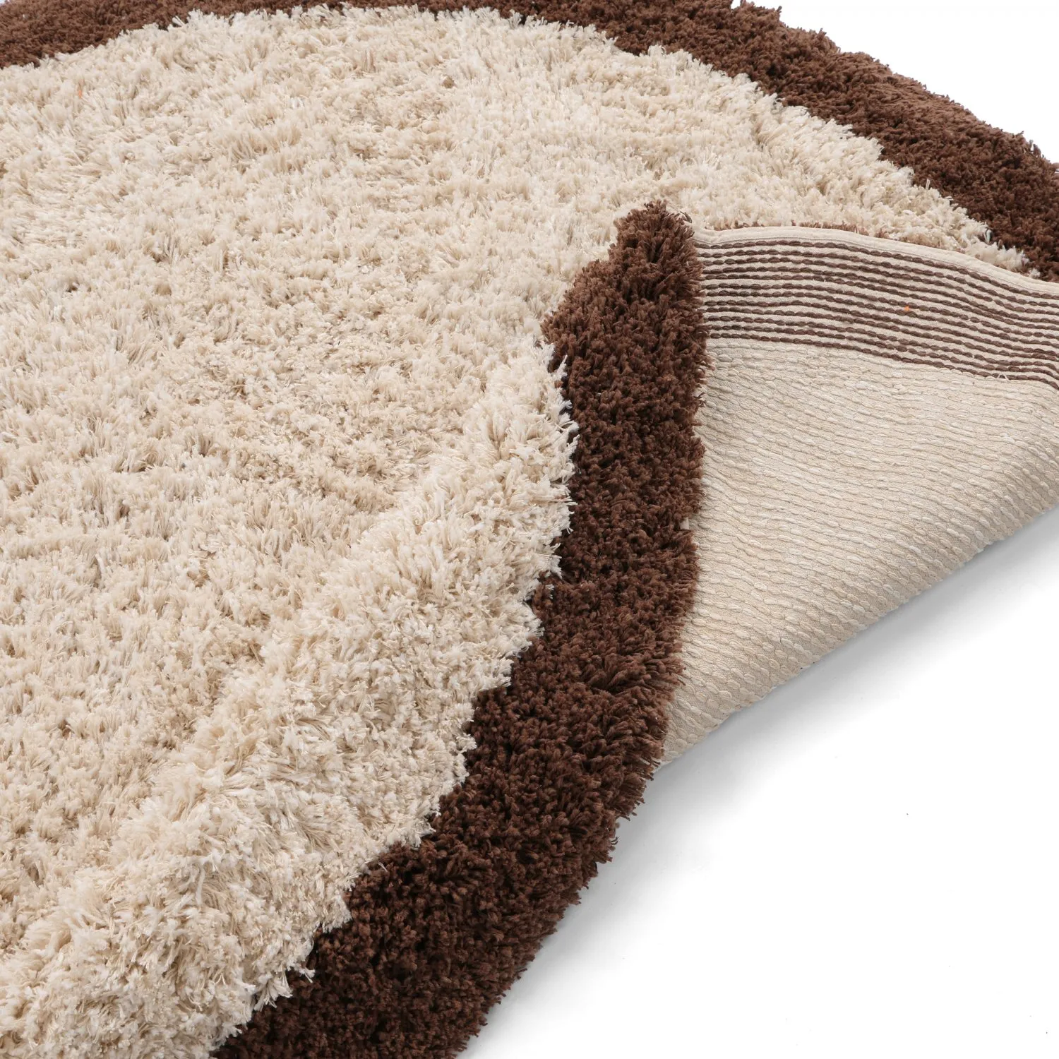 Pyöreät matot - Sagres Natural Cotton Shaggy (luonnonvalkoinen/ruskea)