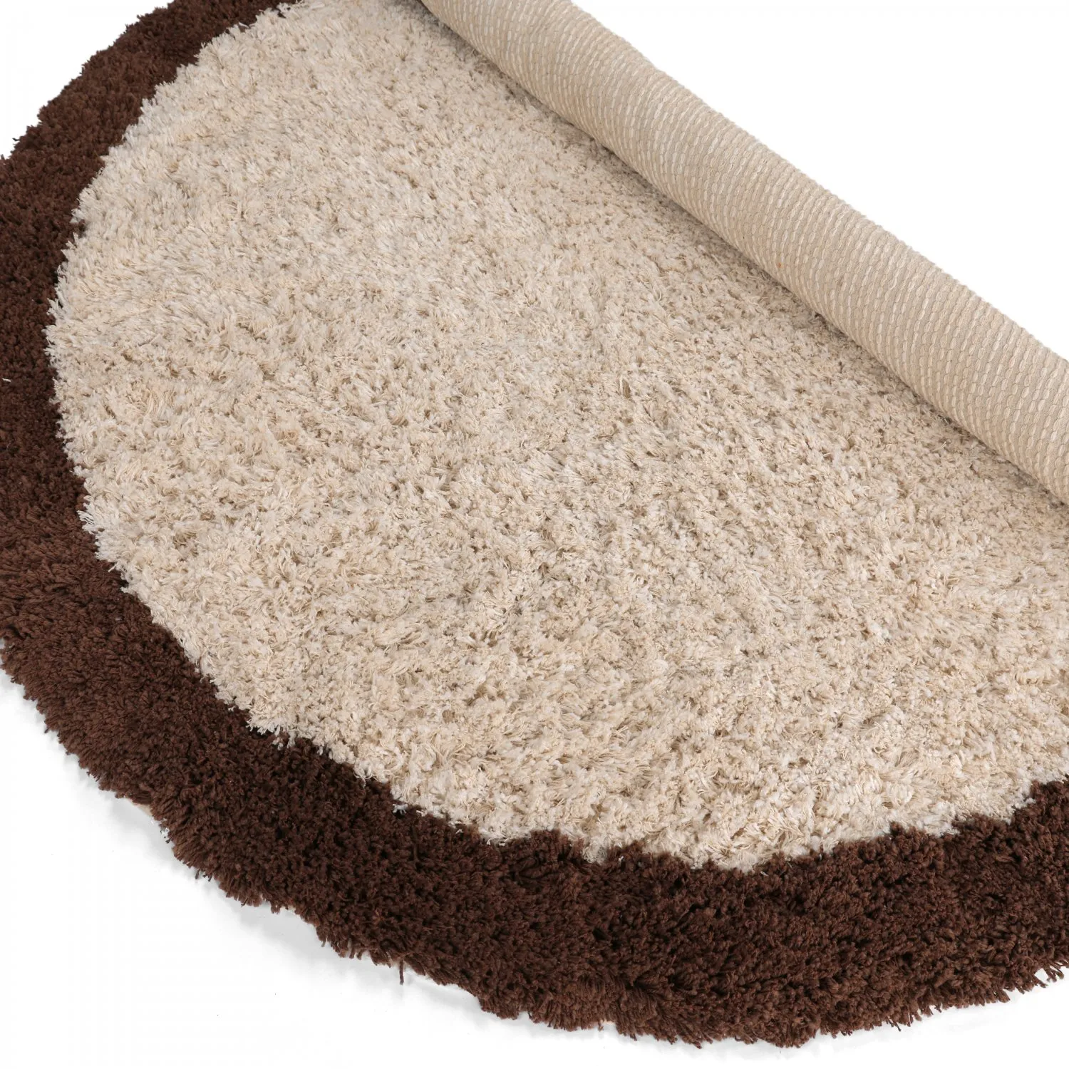 Pyöreät matot - Sagres Natural Cotton Shaggy (luonnonvalkoinen/ruskea)
