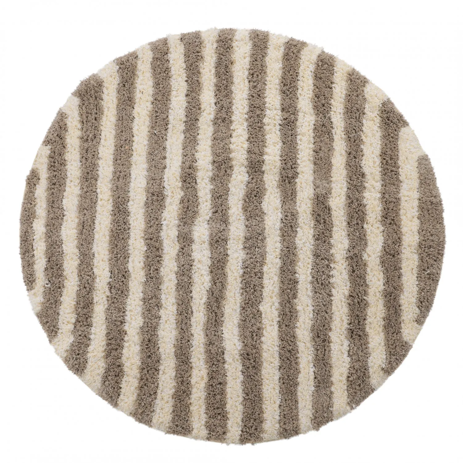 Pyöreät matot - Thira Stripe Cotton Shaggy (kerma/taupe)