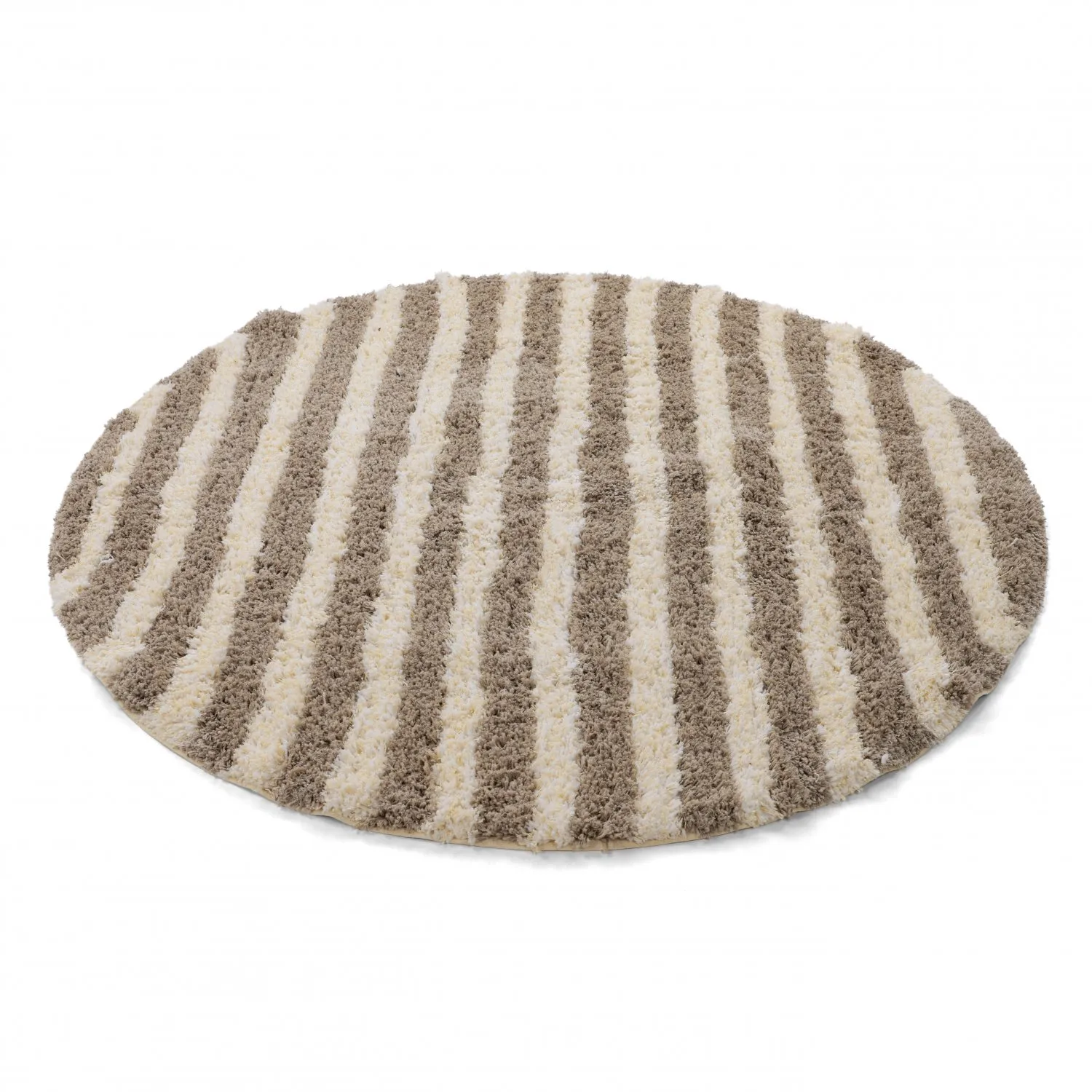 Pyöreät matot - Thira Stripe Cotton Shaggy (kerma/taupe)