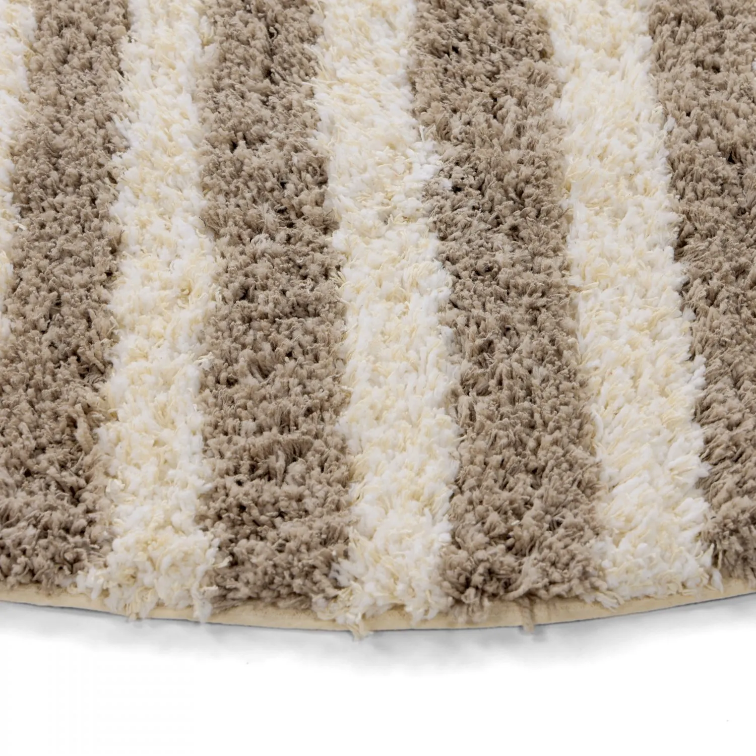 Pyöreät matot - Thira Stripe Cotton Shaggy (kerma/taupe)