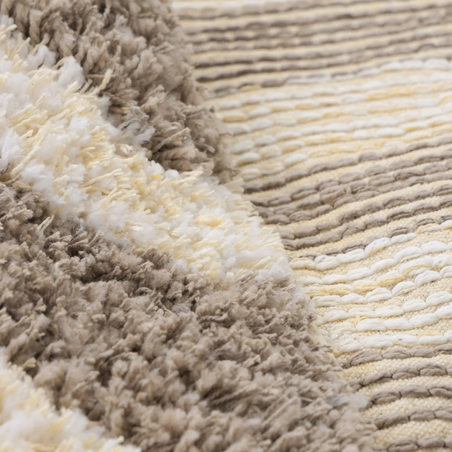 Pyöreät matot - Thira Stripe Cotton Shaggy (kerma/taupe)