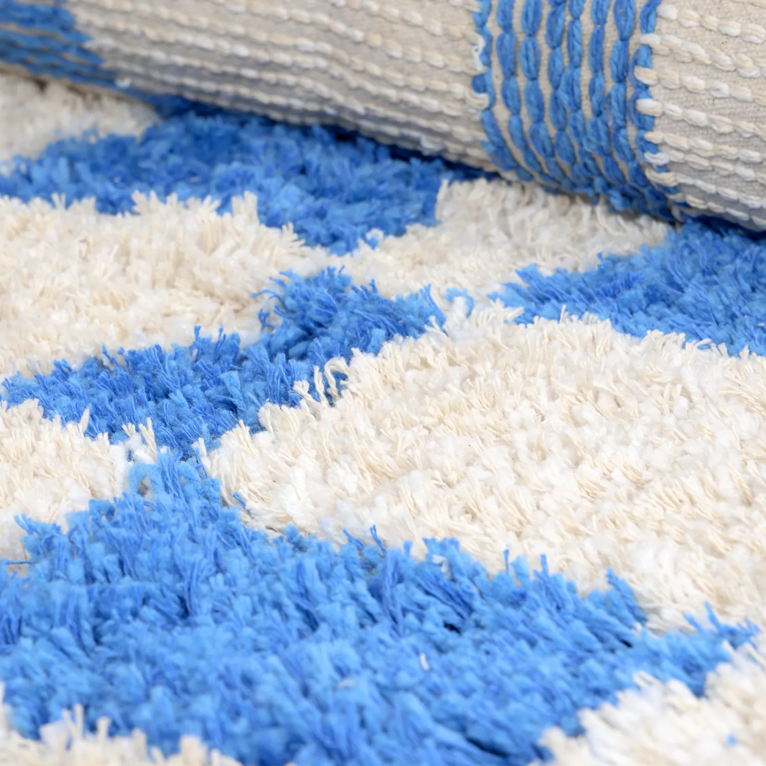 Pyöreät matot - Atrani Natural Cotton Shaggy (sininen)