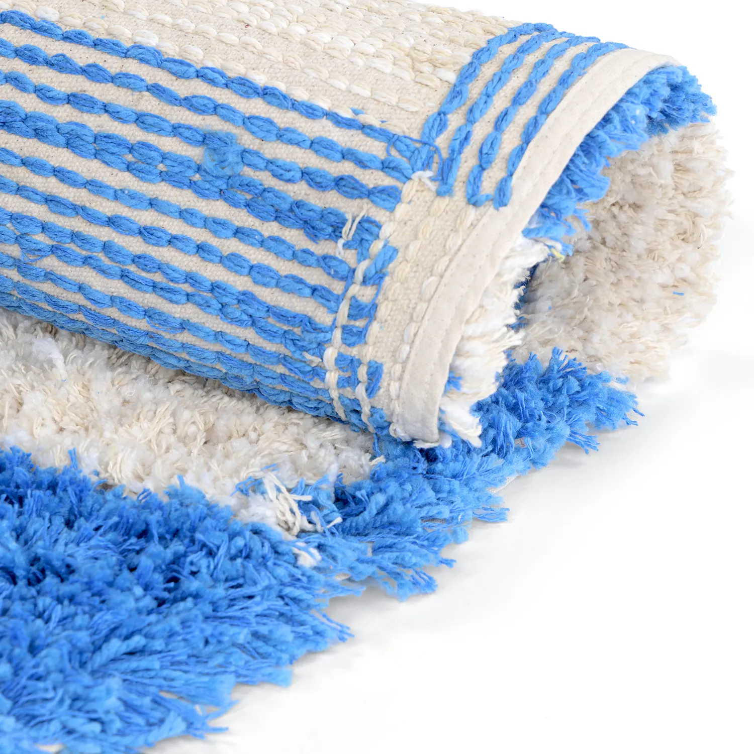 Pyöreät matot - Atrani Natural Cotton Shaggy (sininen)