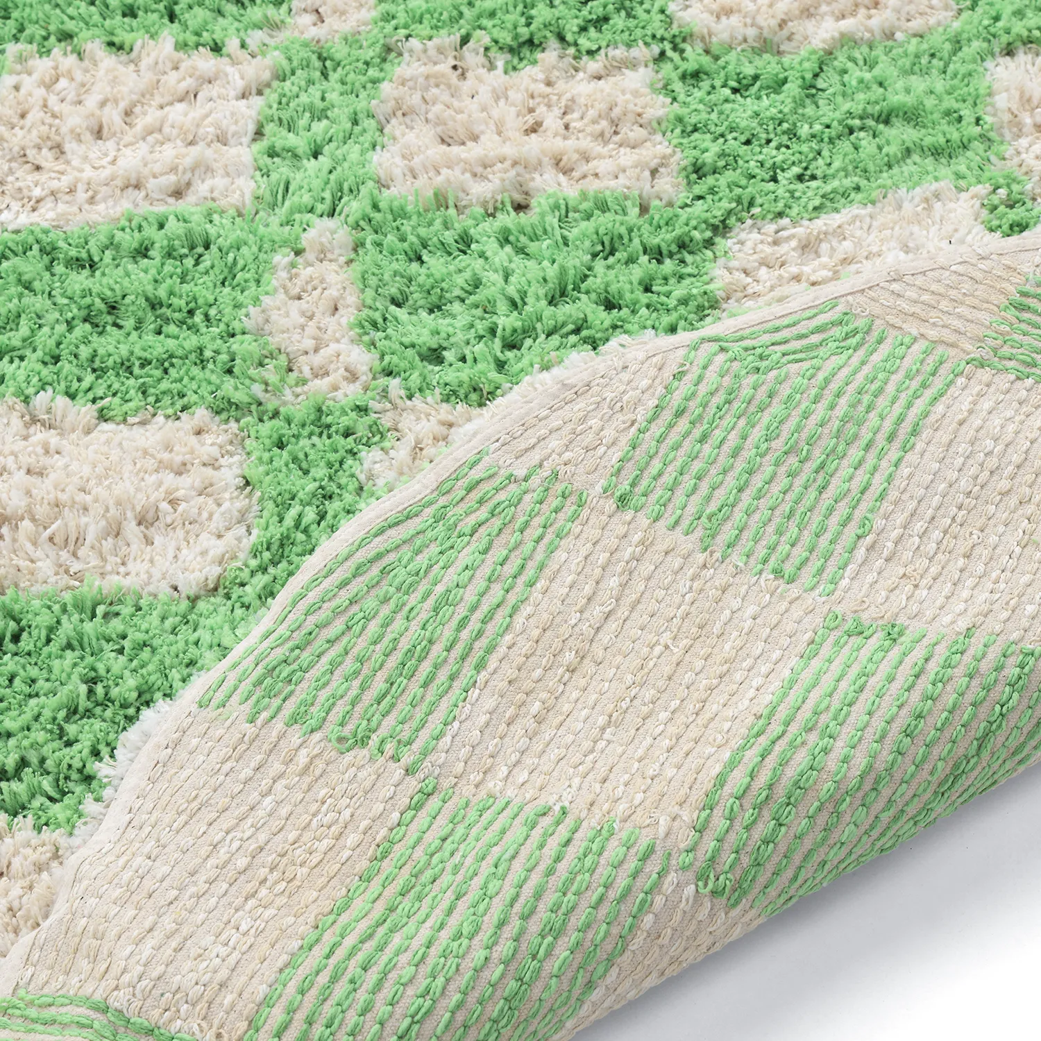Pyöreät matot - Atrani Natural Cotton Shaggy (vihreä)