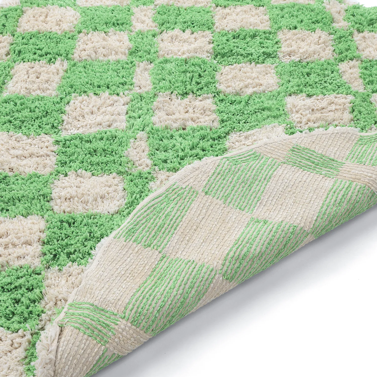 Pyöreät matot - Atrani Natural Cotton Shaggy (vihreä)