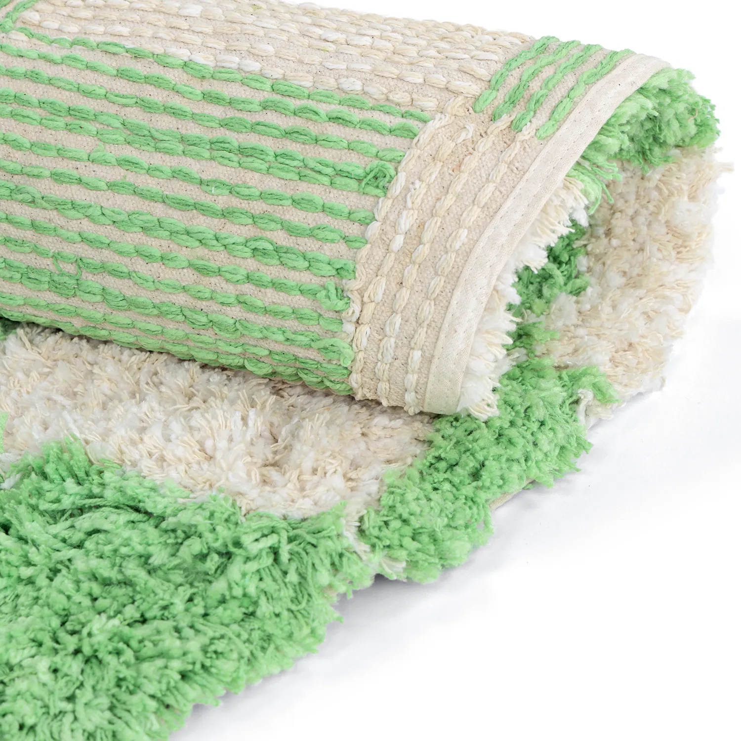 Pyöreät matot - Atrani Natural Cotton Shaggy (vihreä)