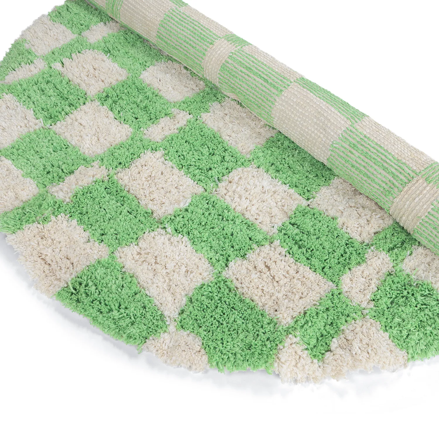 Pyöreät matot - Atrani Natural Cotton Shaggy (vihreä)