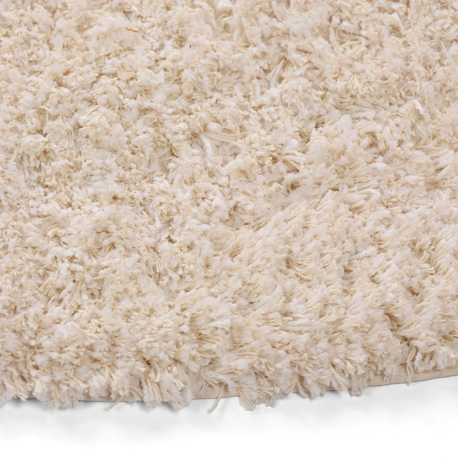 Pyöreät matot - Begur Natural Cotton Shaggy (luonnonvalkoinen/viininpunainen)
