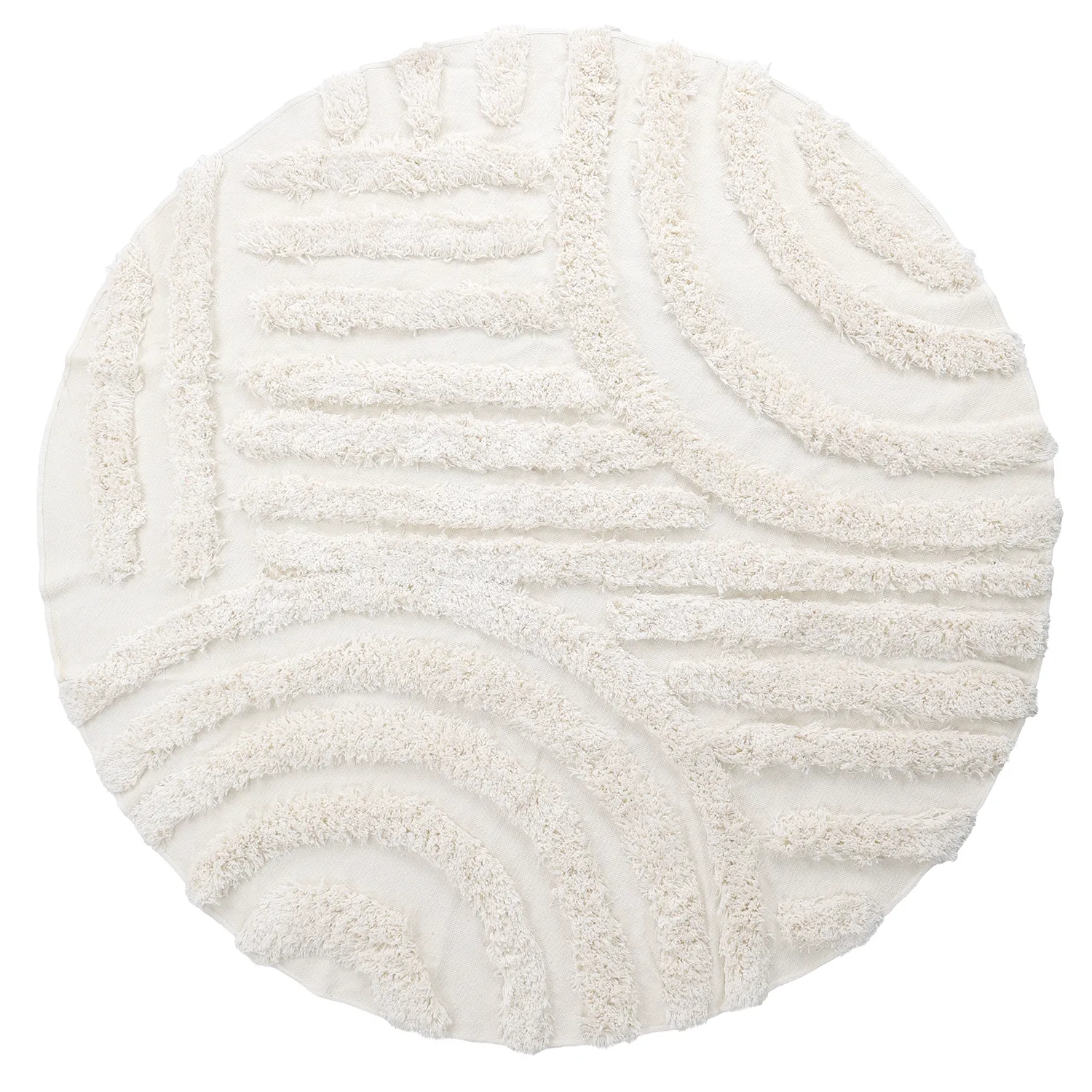 Pyöreät matot - Cazorla Natural Cotton Shaggy (luonnonvalkoinen)
