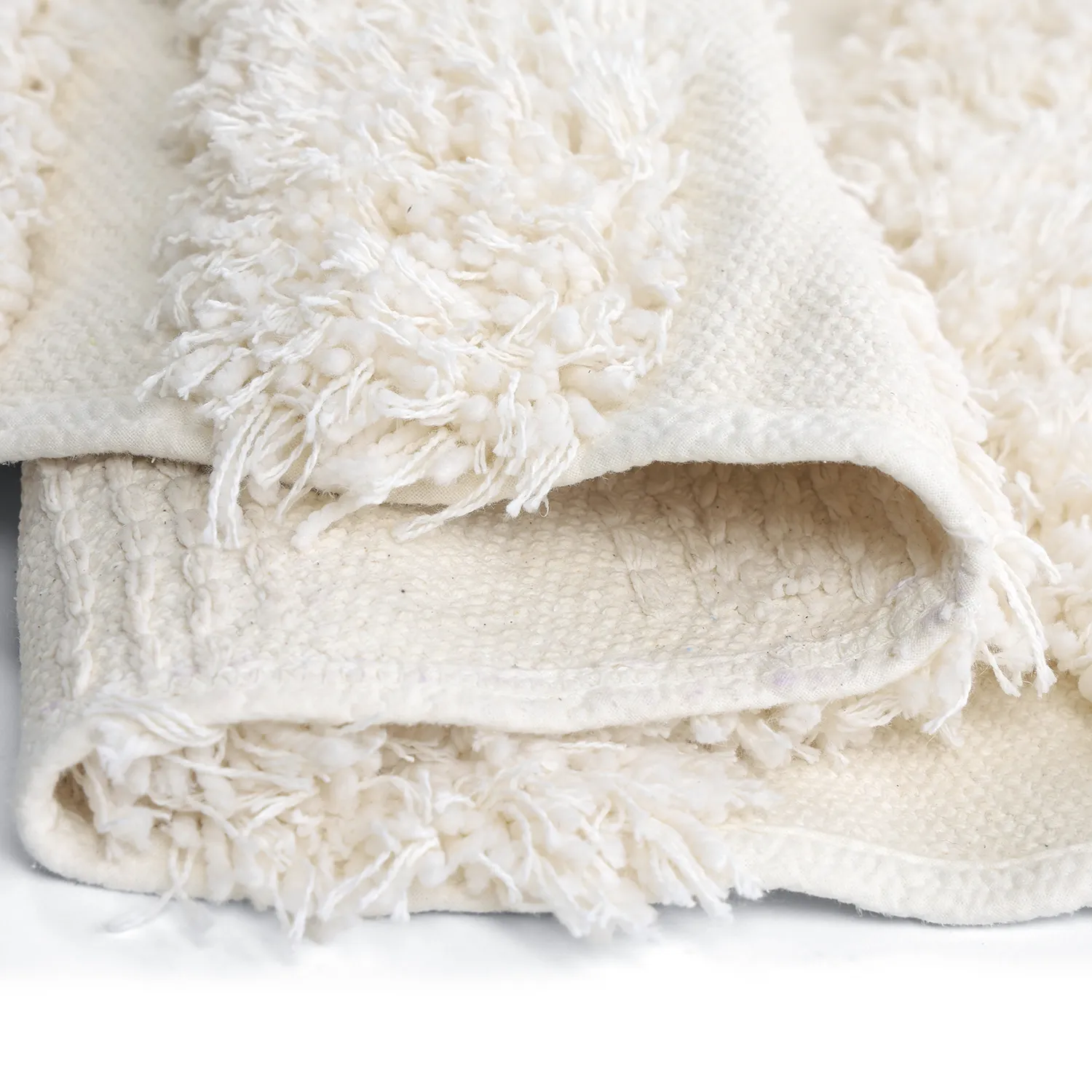 Pyöreät matot - Cazorla Natural Cotton Shaggy (luonnonvalkoinen)