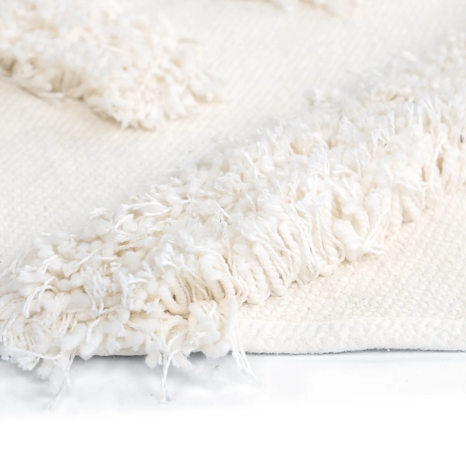 Pyöreät matot - Cazorla Natural Cotton Shaggy (luonnonvalkoinen)