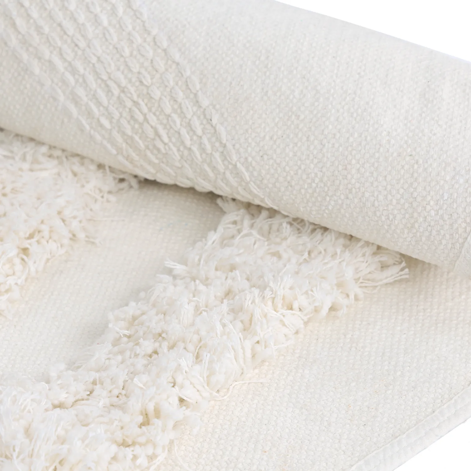 Pyöreät matot - Cazorla Natural Cotton Shaggy (luonnonvalkoinen)