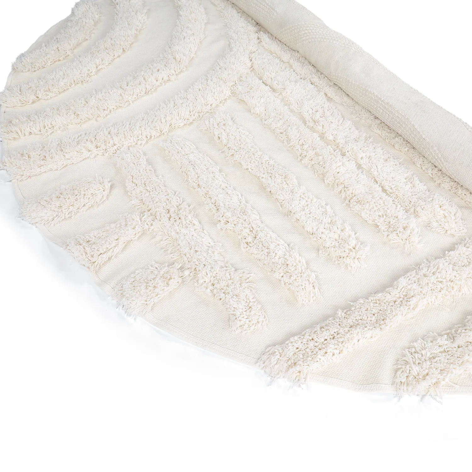 Pyöreät matot - Cazorla Natural Cotton Shaggy (luonnonvalkoinen)