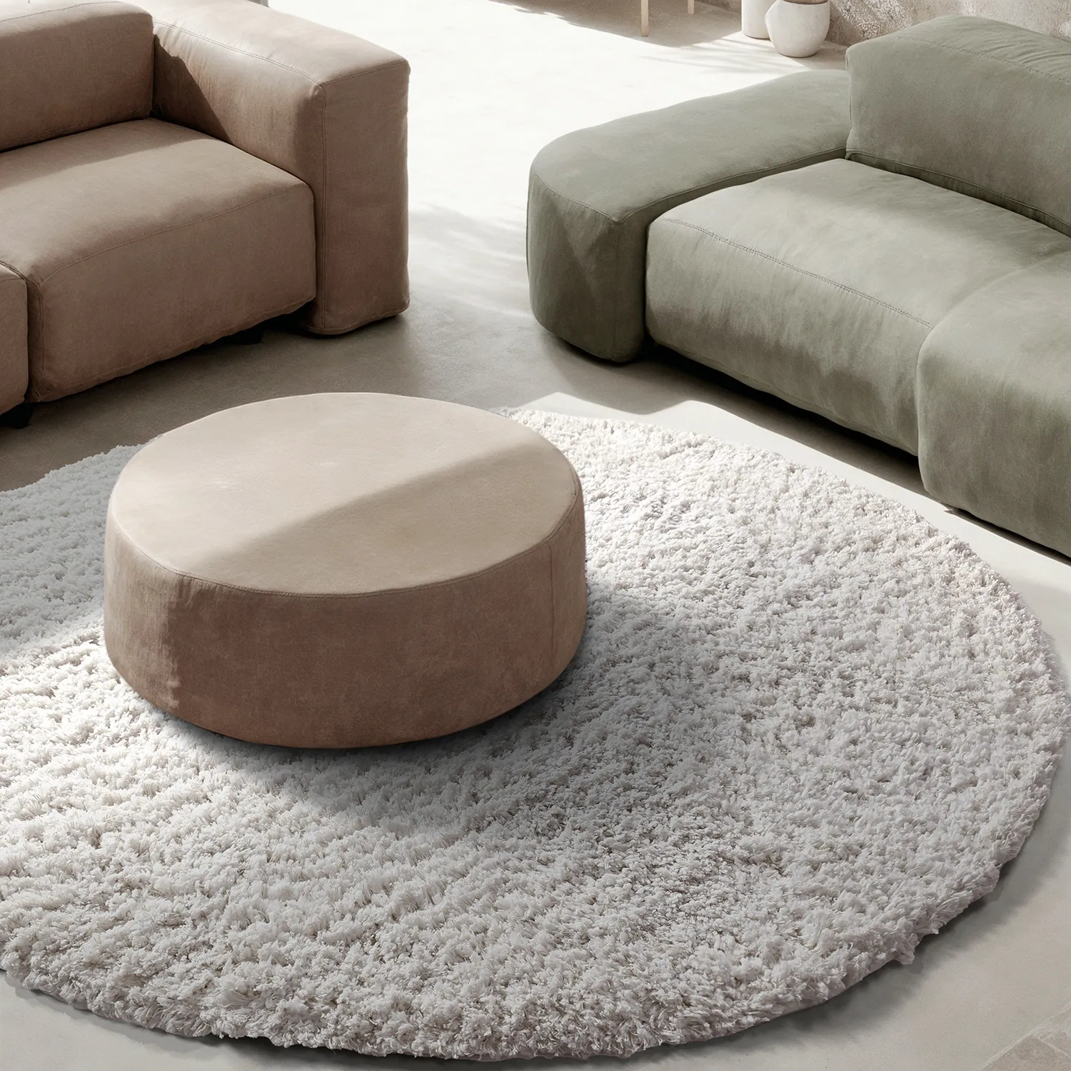 Pyöreät matot - Combarro Solid Cotton Shaggy (kerma)