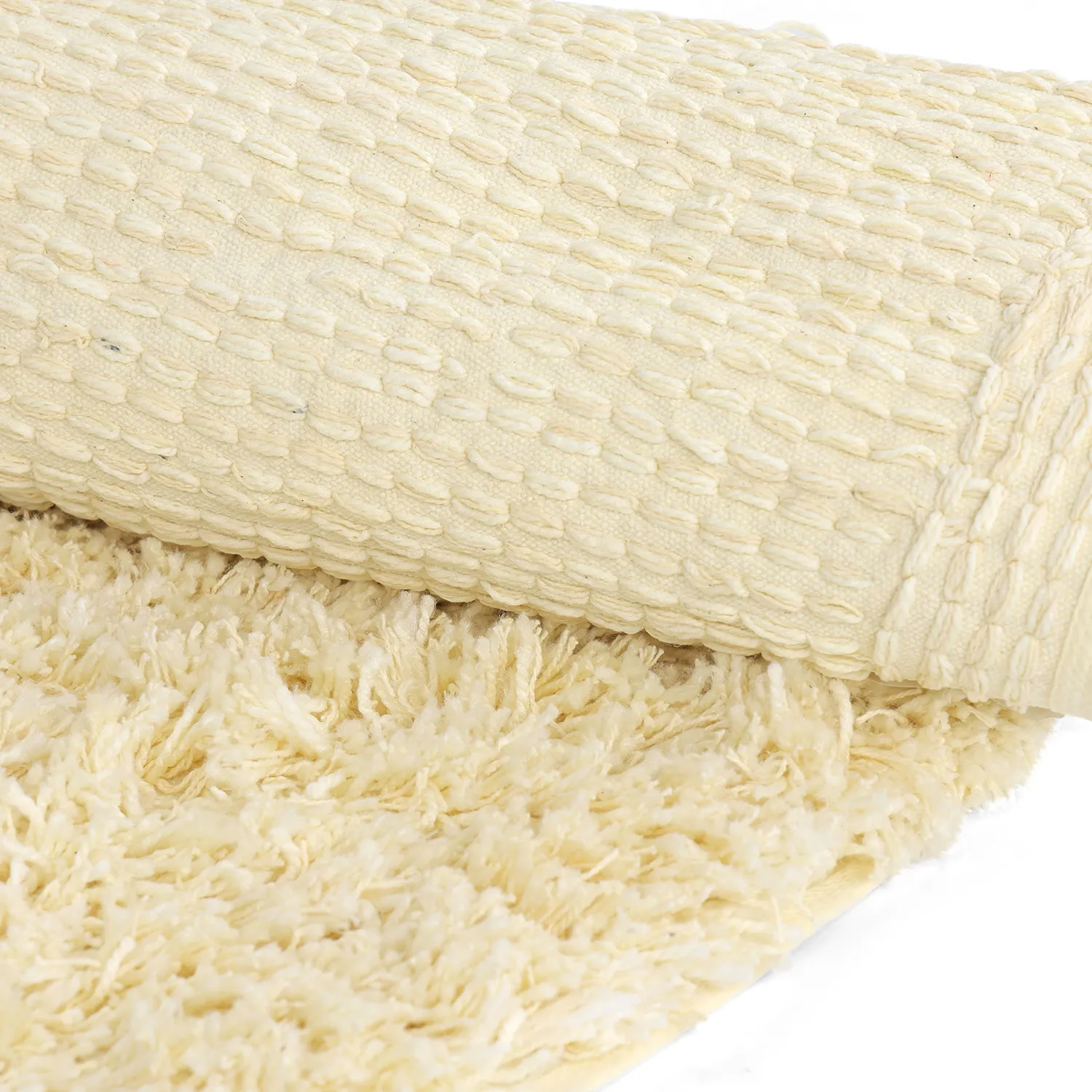 Pyöreät matot - Combarro Solid Cotton Shaggy (vaaleankeltainen)