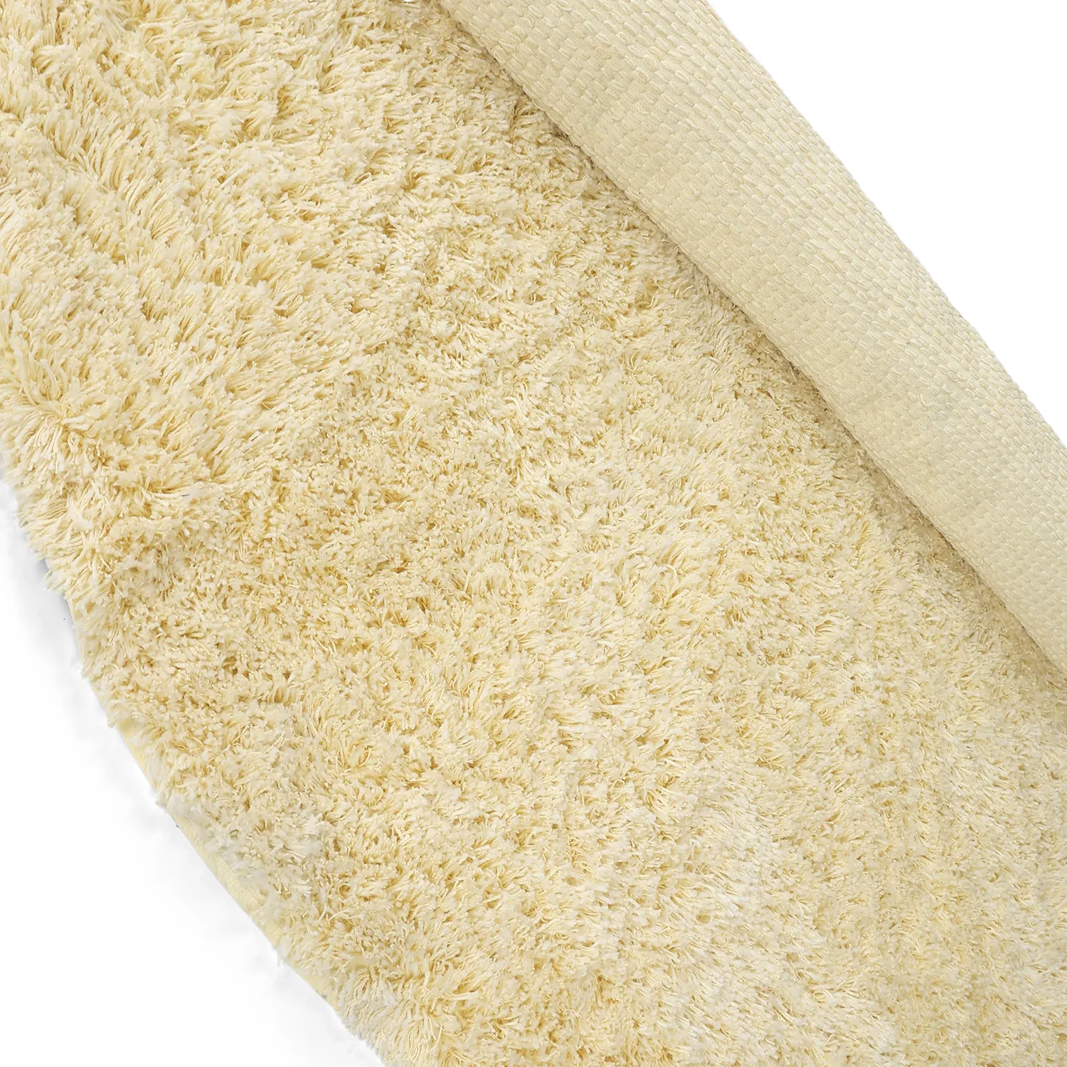 Pyöreät matot - Combarro Solid Cotton Shaggy (vaaleankeltainen)